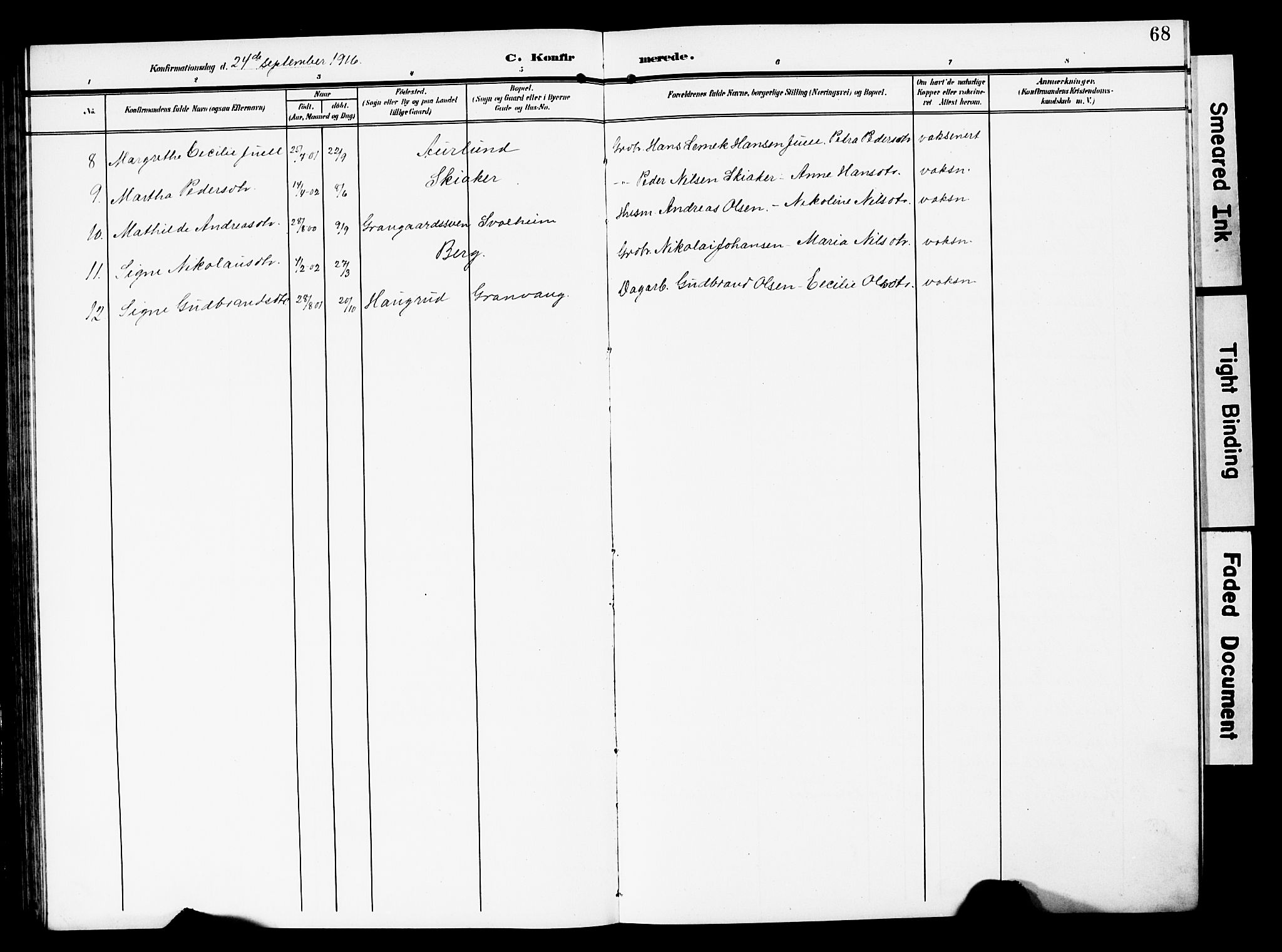 Nordre Land prestekontor, SAH/PREST-124/H/Ha/Hab/L0001: Klokkerbok nr. 1, 1908-1931, s. 68