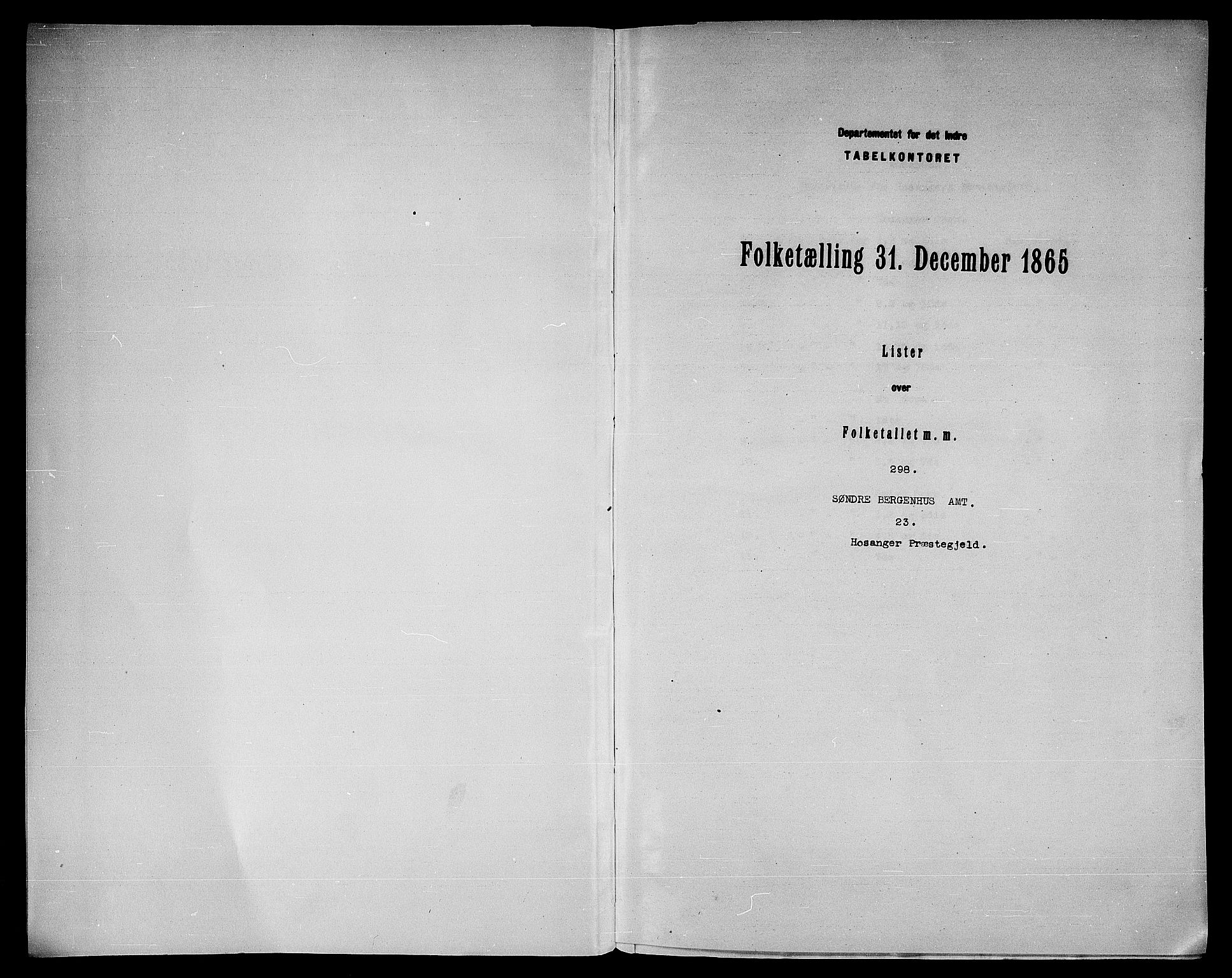 RA, Folketelling 1865 for 1253P Hosanger prestegjeld, 1865, s. 3