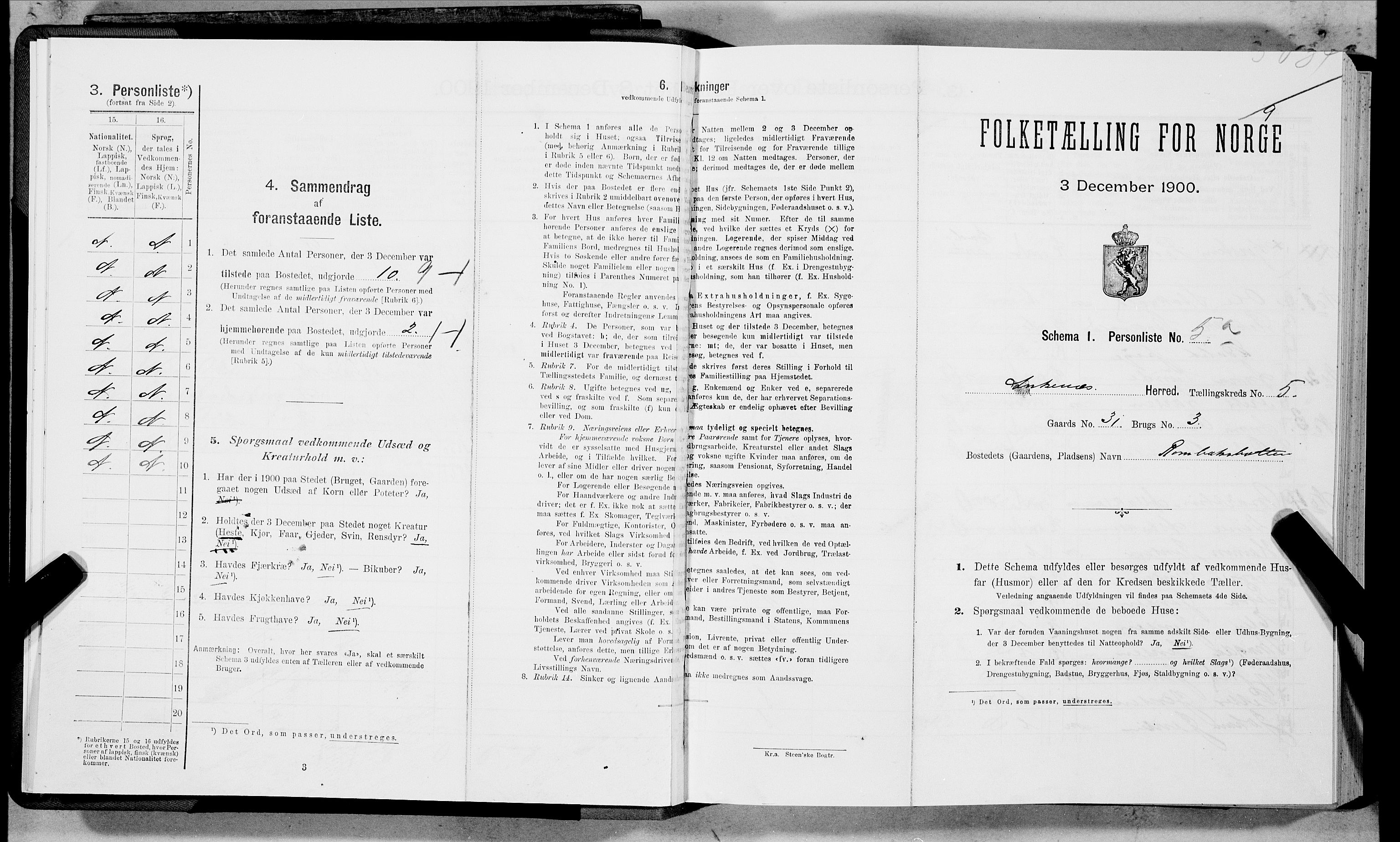 SAT, Folketelling 1900 for 1855 Ankenes herred, 1900, s. 333