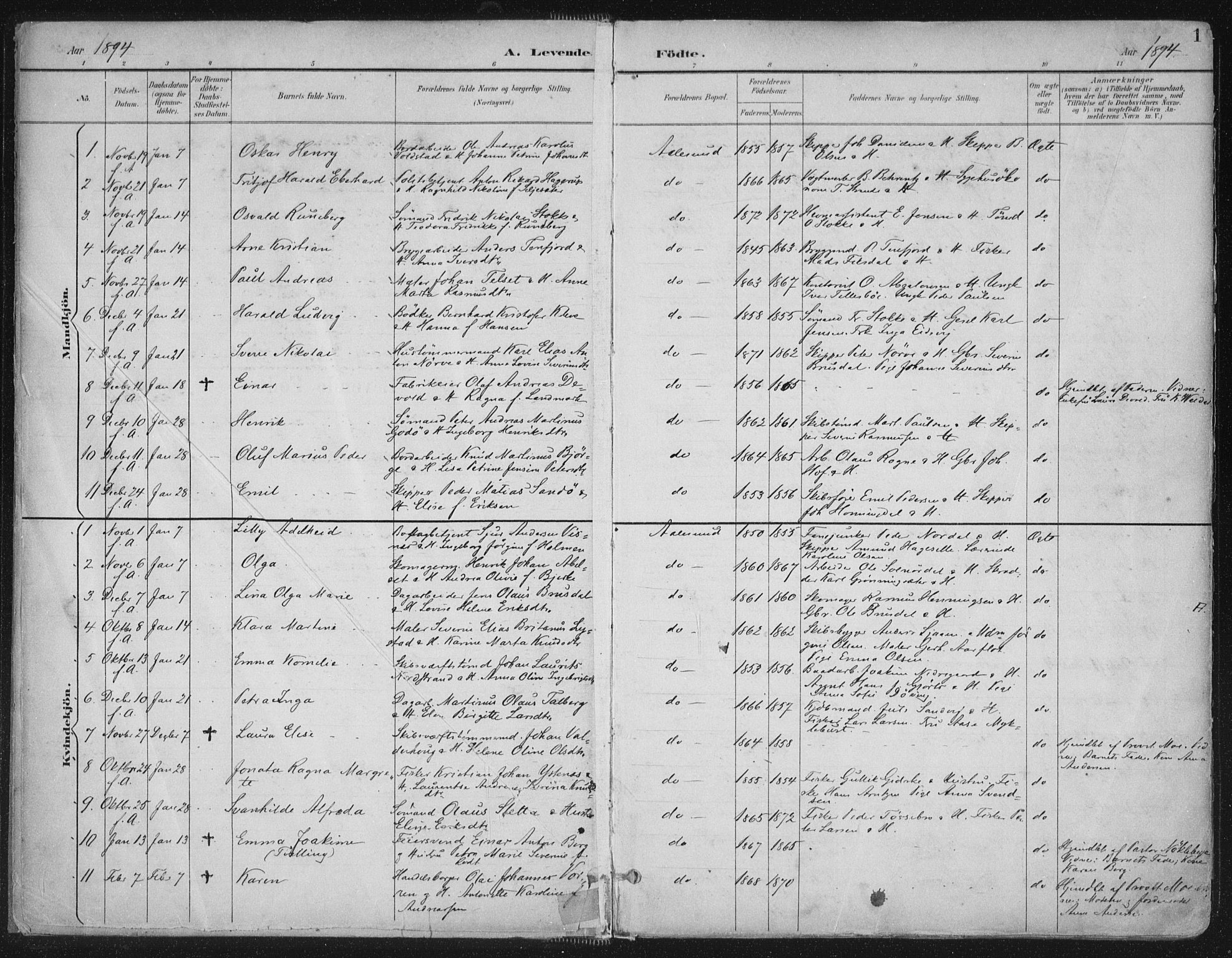 Ministerialprotokoller, klokkerbøker og fødselsregistre - Møre og Romsdal, AV/SAT-A-1454/529/L0456: Ministerialbok nr. 529A06, 1894-1906, s. 1