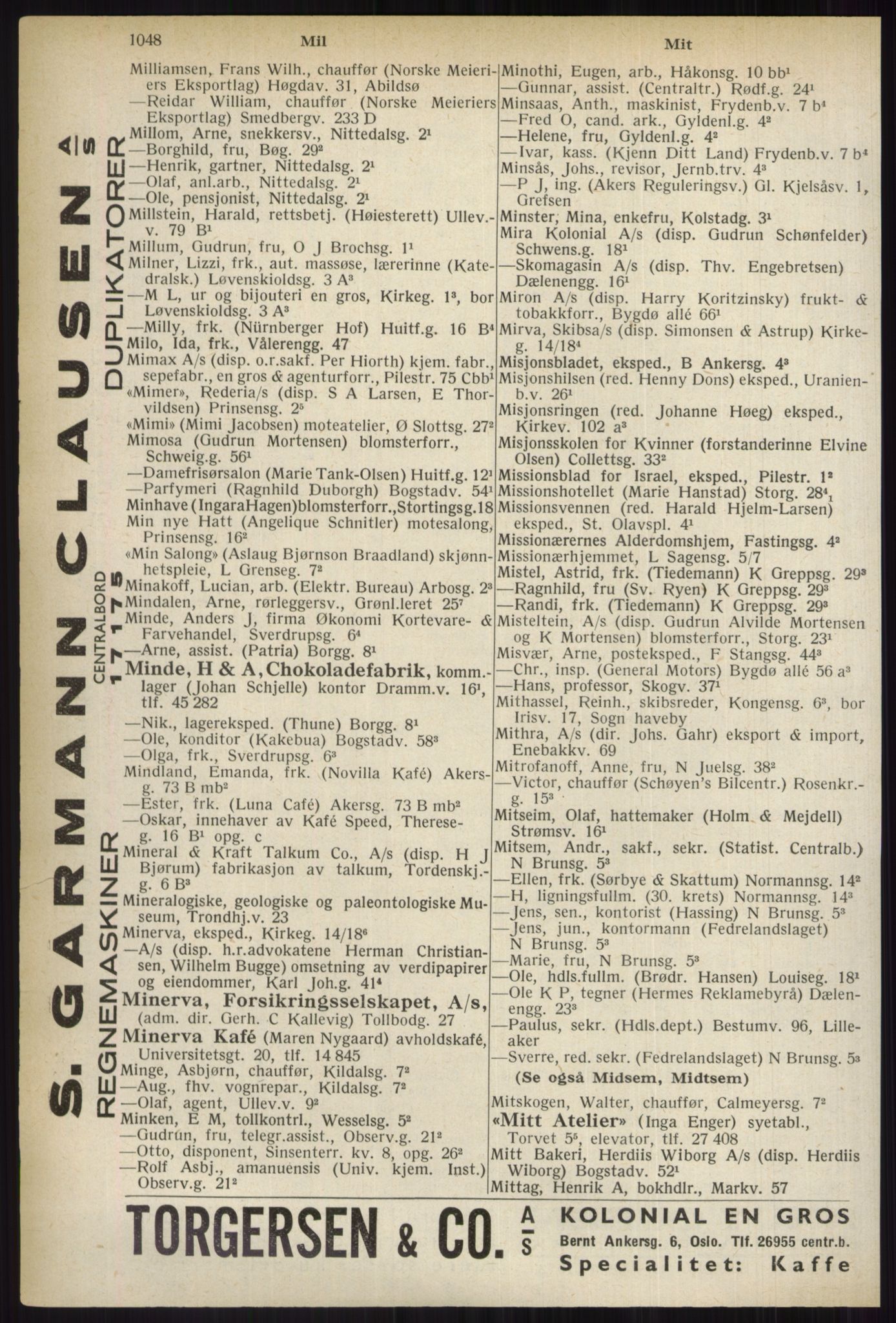 Kristiania/Oslo adressebok, PUBL/-, 1937, s. 1048