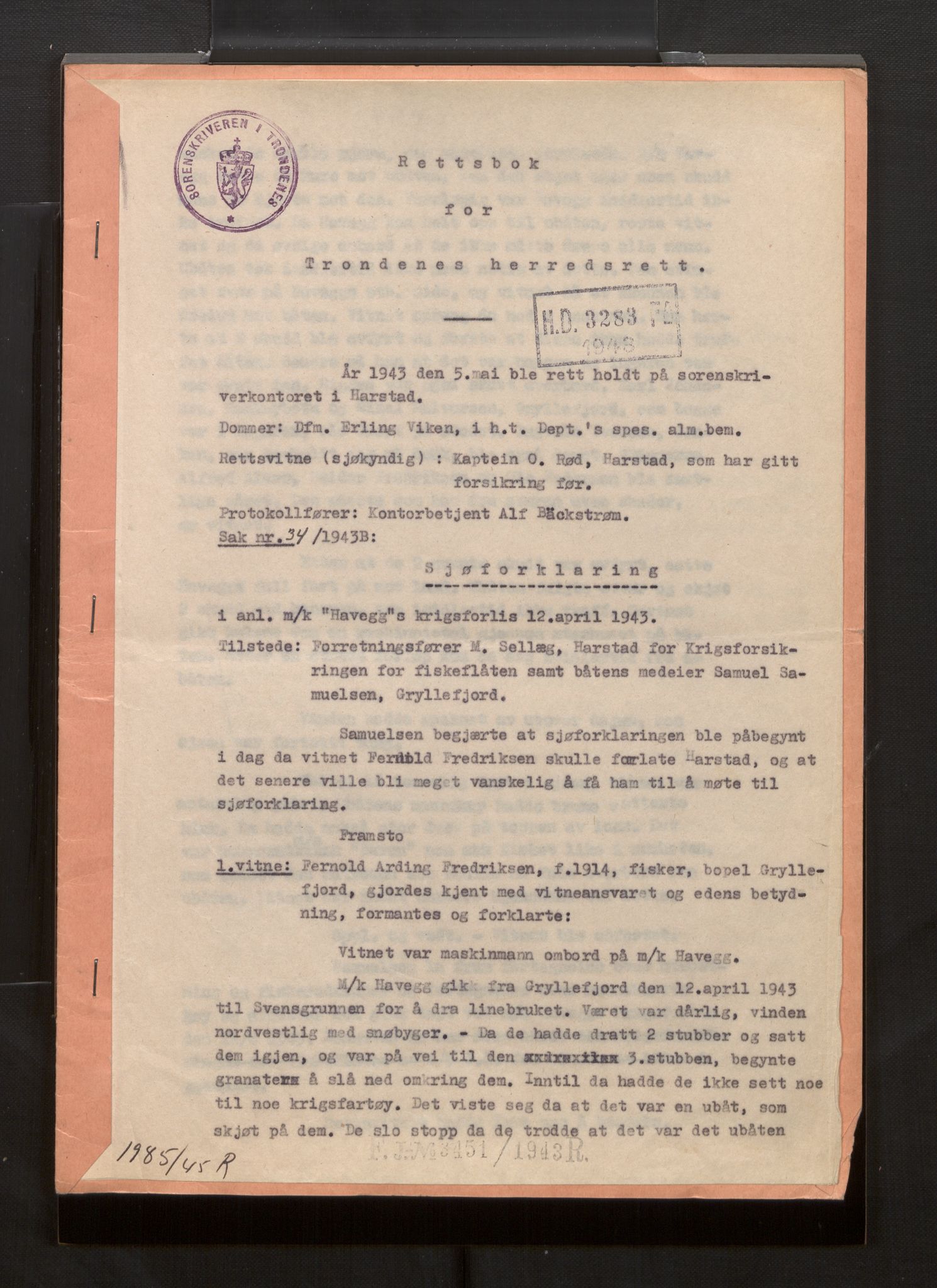 Fiskeridirektoratet - 1 Adm. ledelse - 13 Båtkontoret, AV/SAB-A-2003/La/L0042: Statens krigsforsikring for fiskeflåten, 1936-1971, s. 481