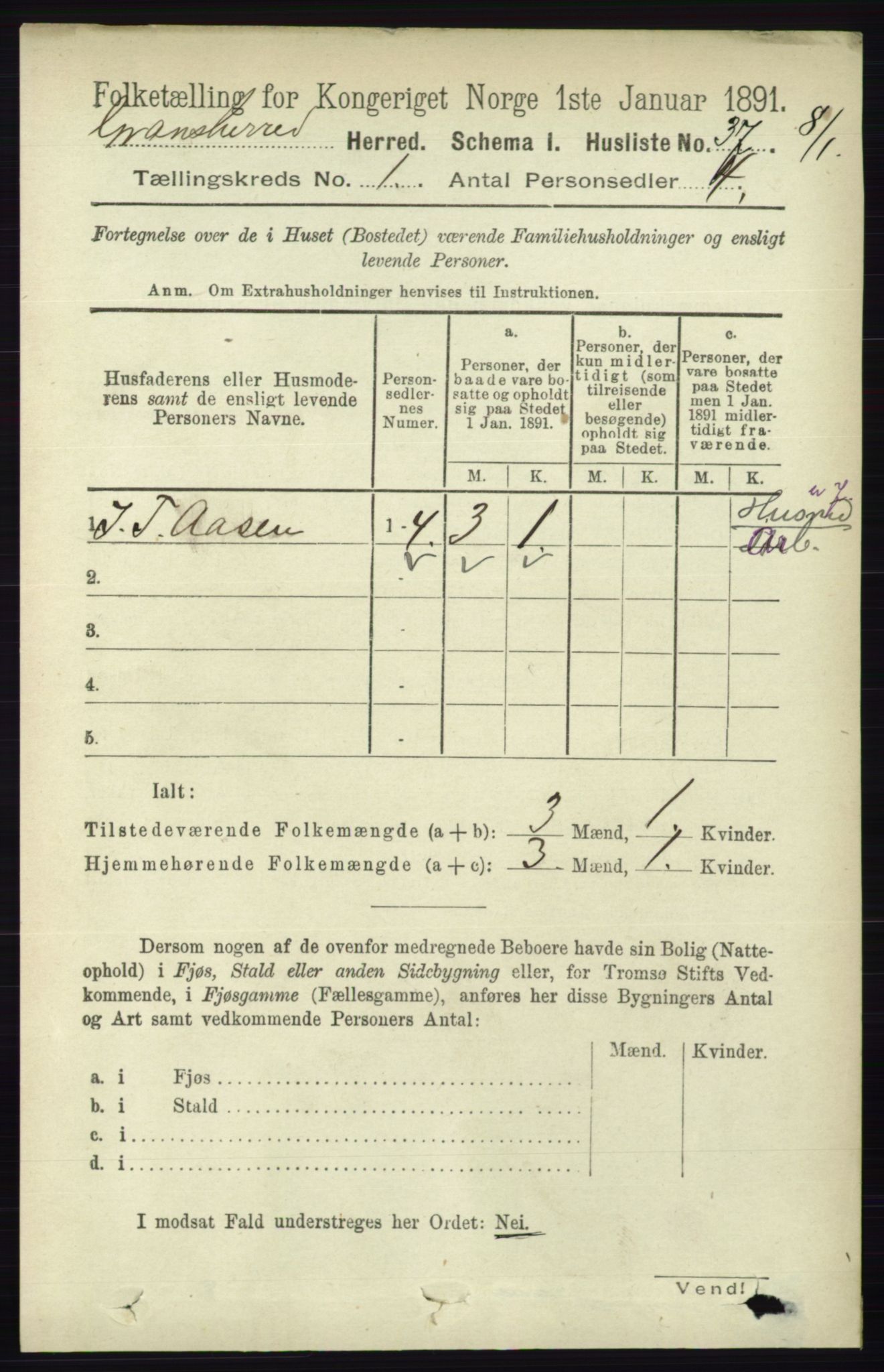 RA, Folketelling 1891 for 0824 Gransherad herred, 1891, s. 59