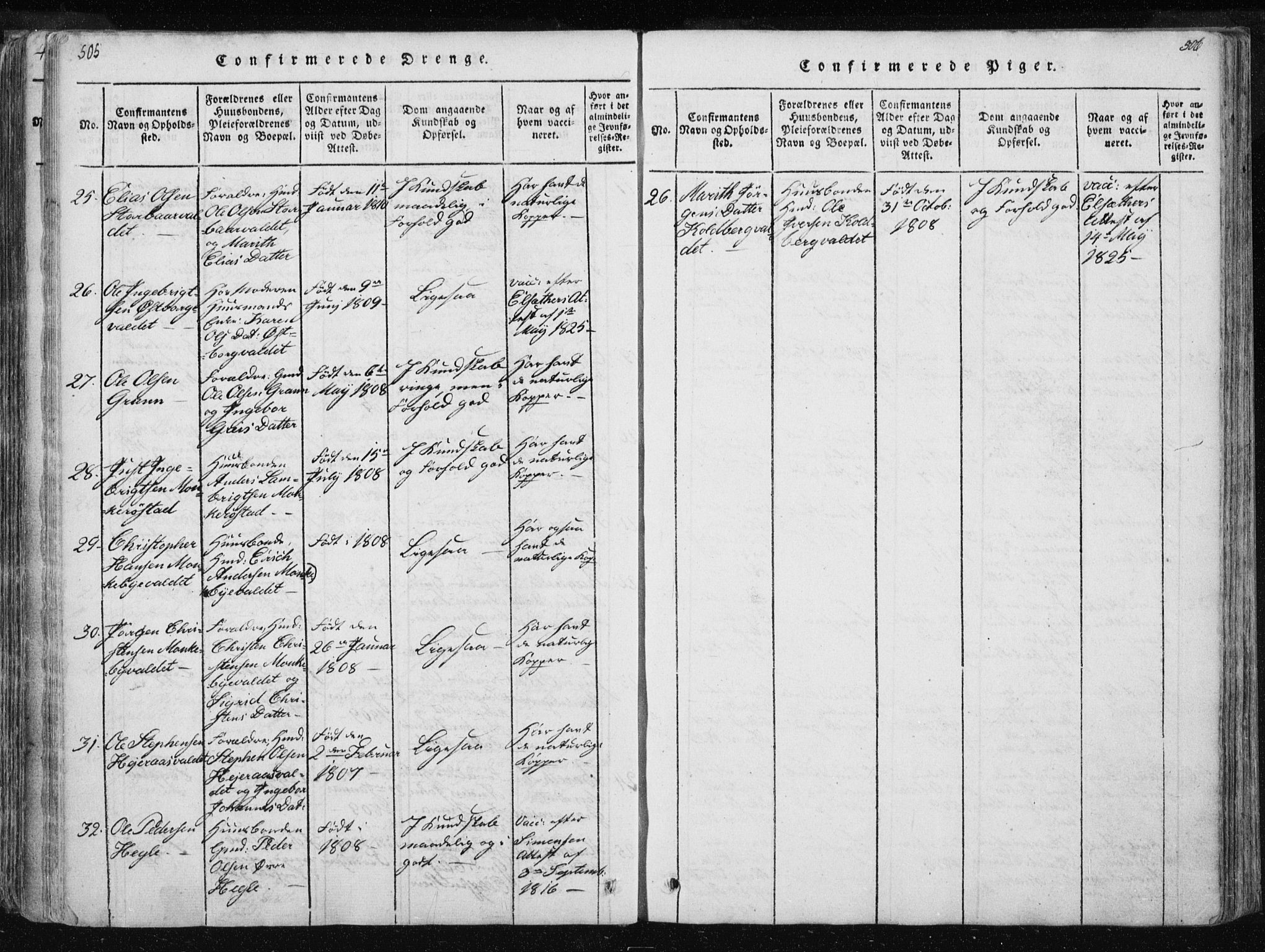 Ministerialprotokoller, klokkerbøker og fødselsregistre - Nord-Trøndelag, AV/SAT-A-1458/717/L0148: Ministerialbok nr. 717A04 /2, 1816-1825, s. 505-506