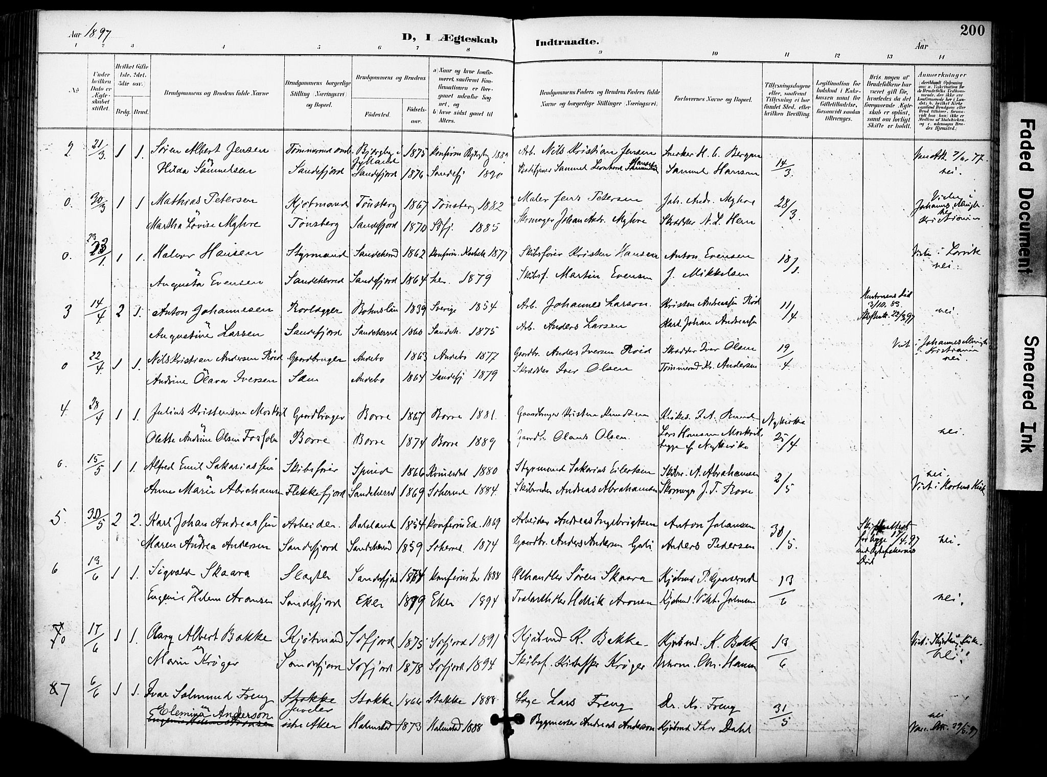 Sandefjord kirkebøker, AV/SAKO-A-315/F/Fa/L0004: Ministerialbok nr. 4, 1894-1905, s. 200