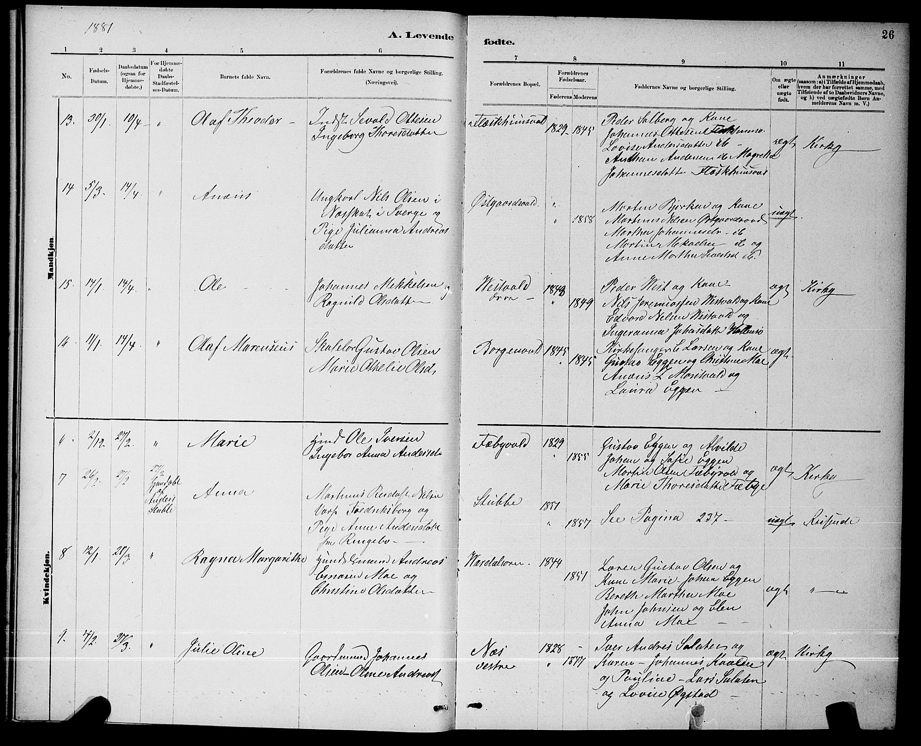 Ministerialprotokoller, klokkerbøker og fødselsregistre - Nord-Trøndelag, AV/SAT-A-1458/723/L0256: Klokkerbok nr. 723C04, 1879-1890, s. 26