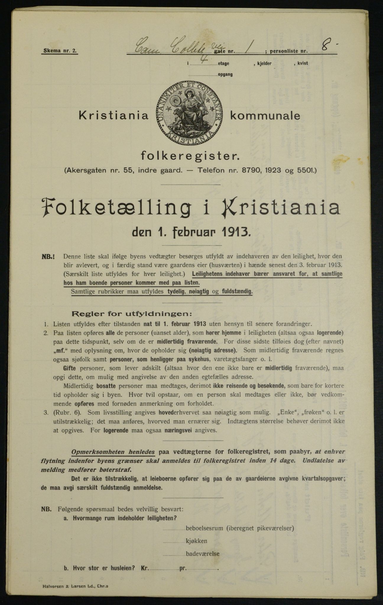 OBA, Kommunal folketelling 1.2.1913 for Kristiania, 1913, s. 11582