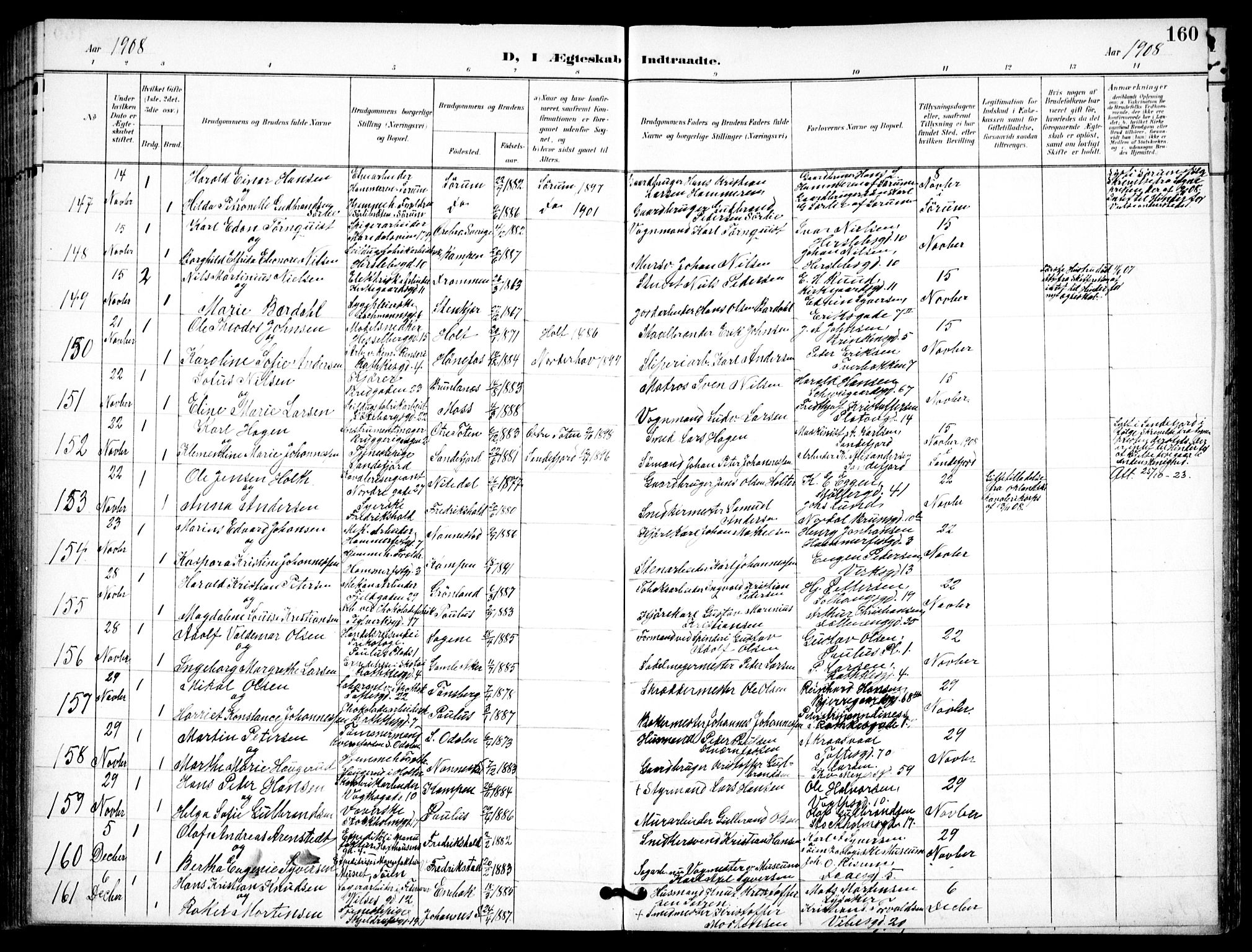 Petrus prestekontor Kirkebøker, AV/SAO-A-10872/F/Fa/L0009: Ministerialbok nr. 9, 1897-1911, s. 160
