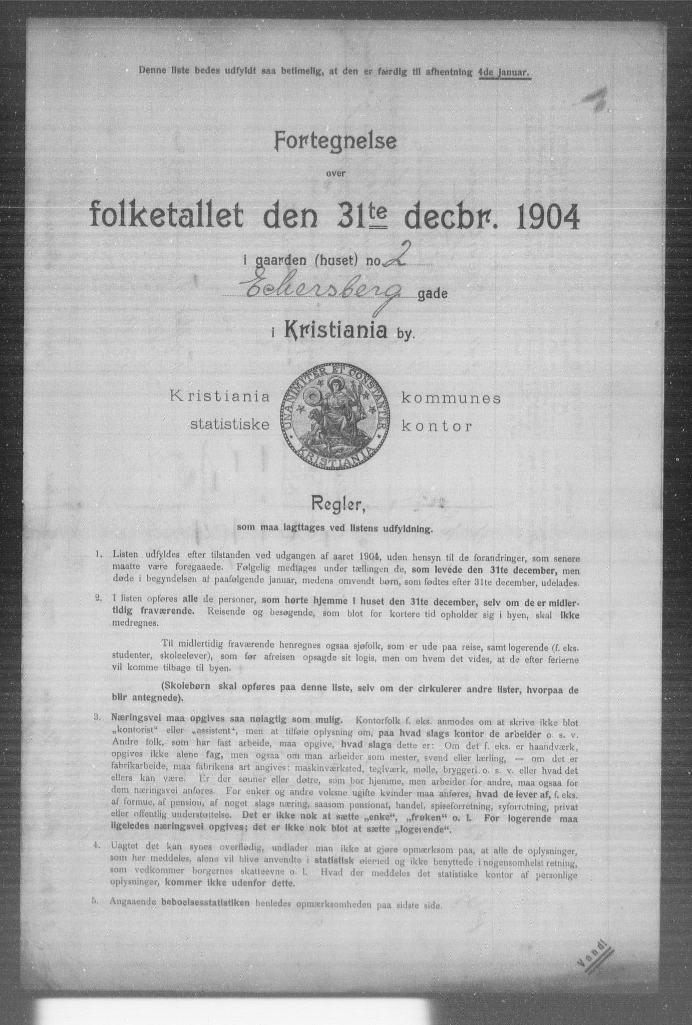 OBA, Kommunal folketelling 31.12.1904 for Kristiania kjøpstad, 1904, s. 3690