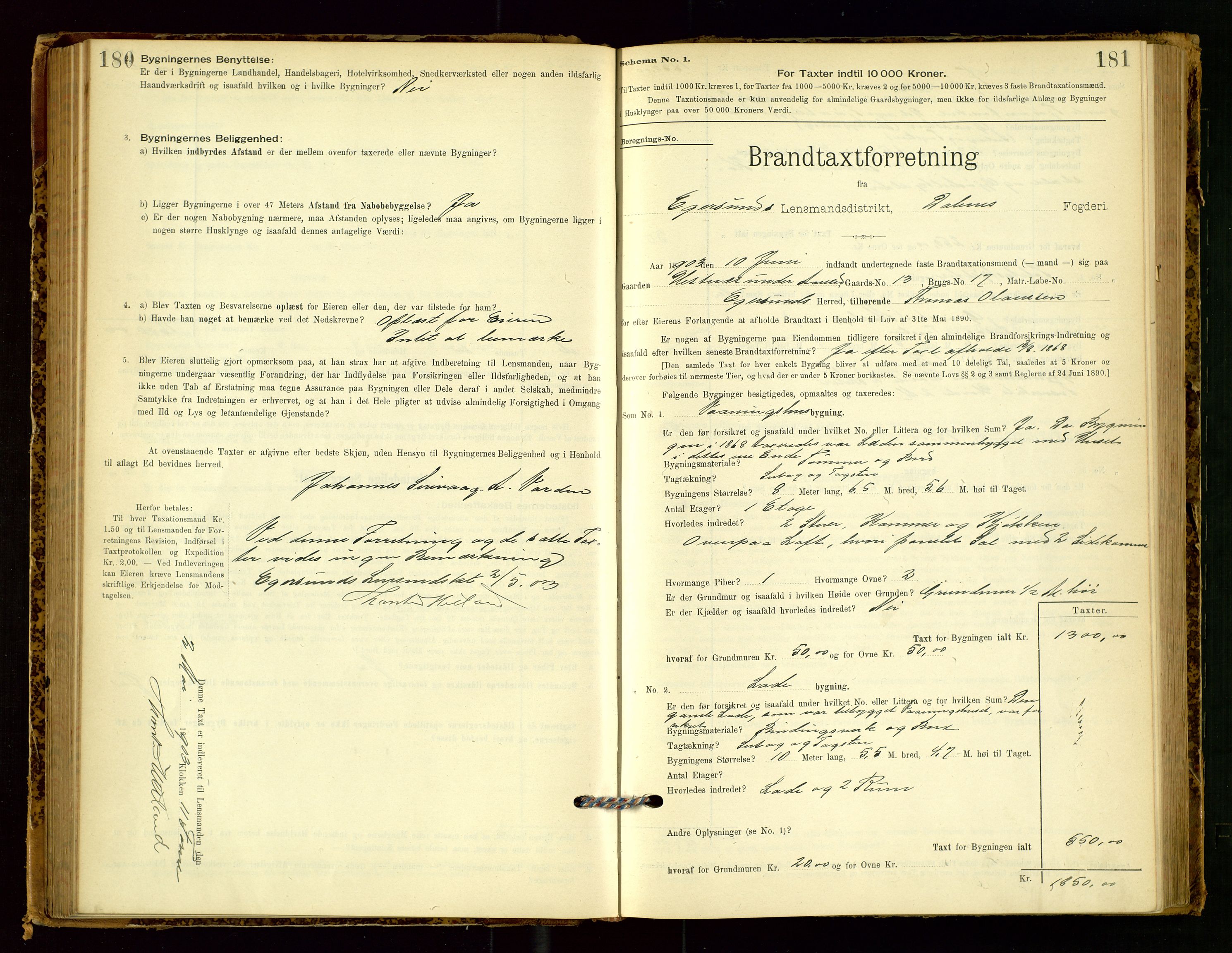 Eigersund lensmannskontor, SAST/A-100171/Gob/L0001: Skjemaprotokoll, 1894-1909, s. 180-181