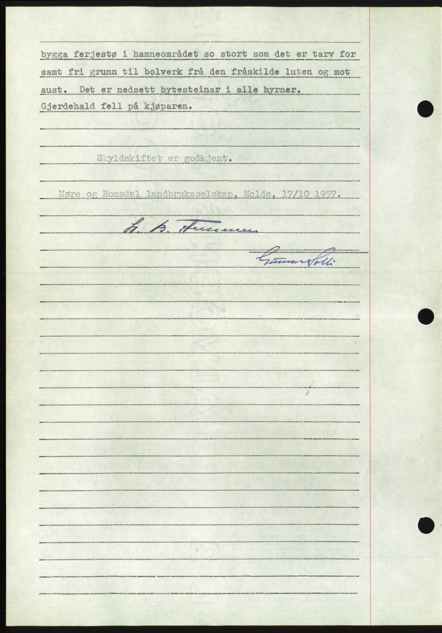 Søre Sunnmøre sorenskriveri, AV/SAT-A-4122/1/2/2C/L0108: Pantebok nr. 34A, 1957-1958, Dagboknr: 2780/1957