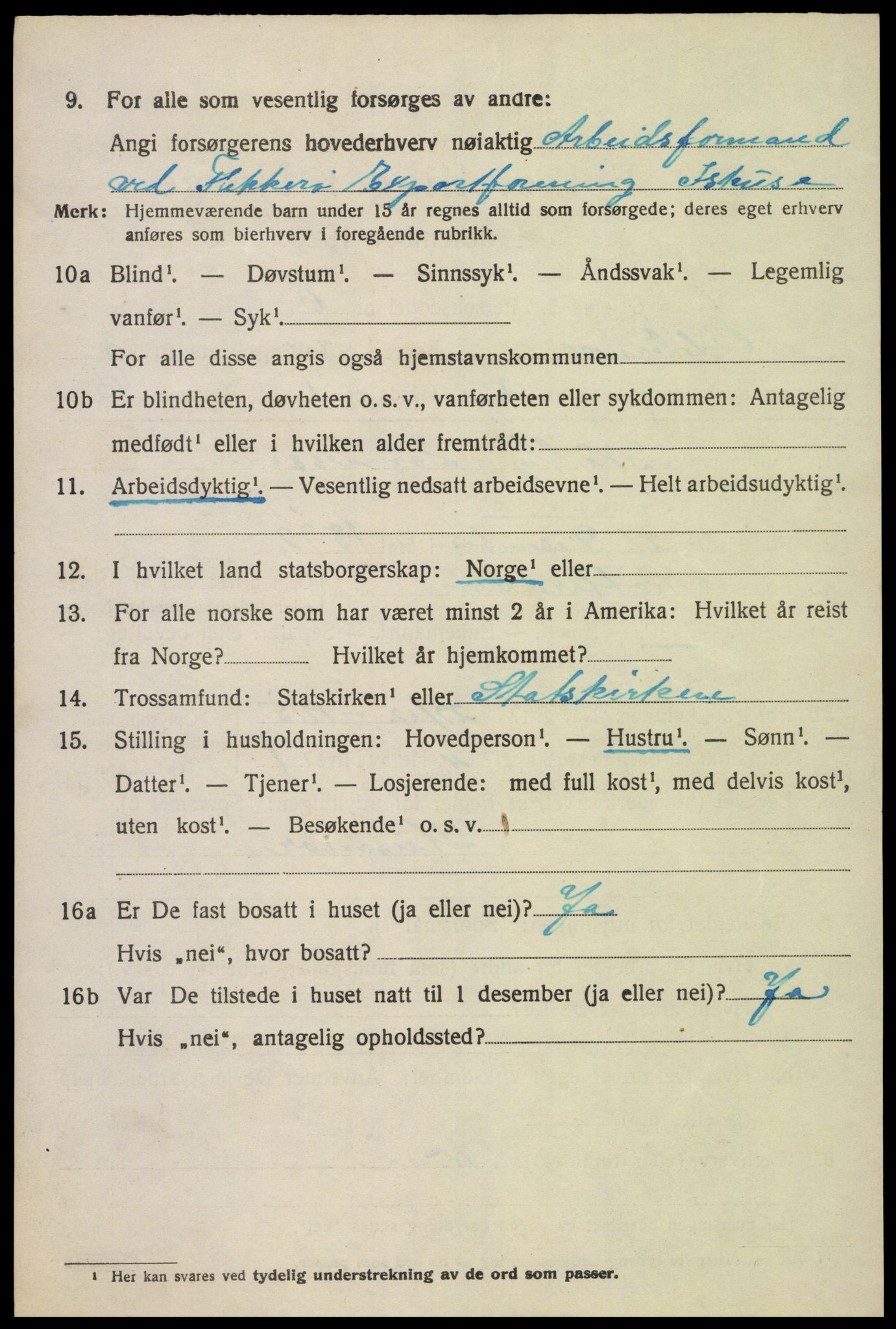 SAK, Folketelling 1920 for 1012 Oddernes herred, 1920, s. 3366