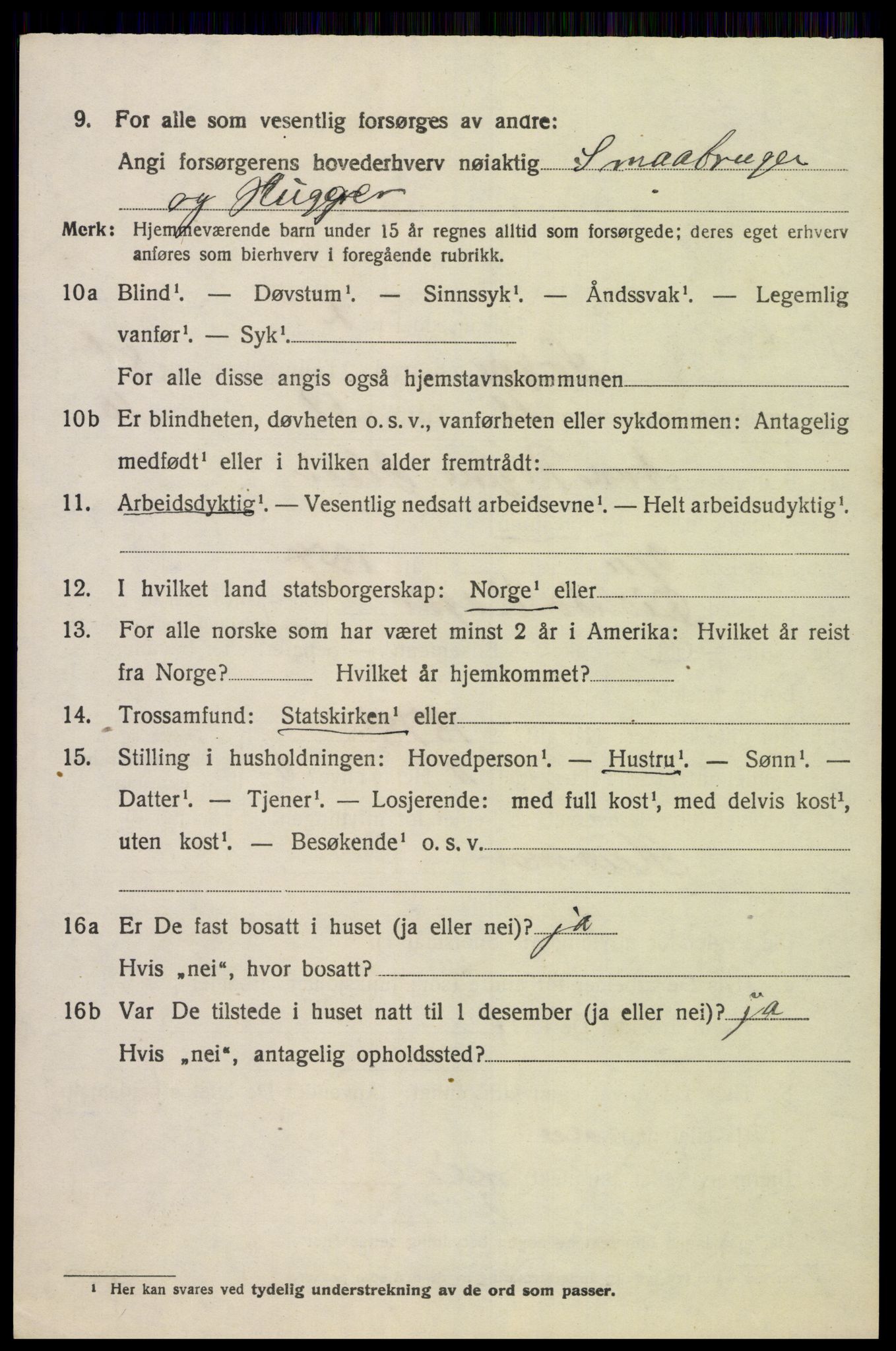 SAK, Folketelling 1920 for 1018 Søgne herred, 1920, s. 4600