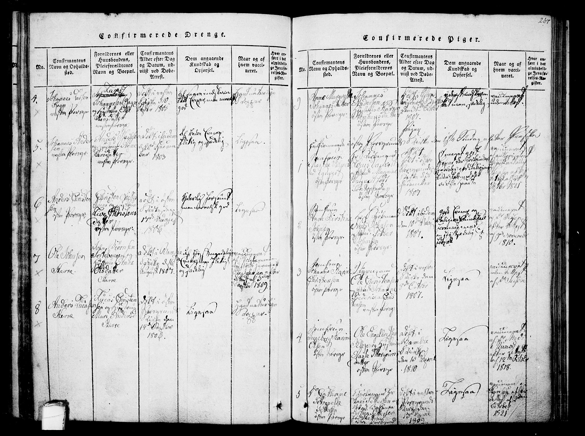 Porsgrunn kirkebøker , AV/SAKO-A-104/F/Fa/L0004: Ministerialbok nr. 4, 1814-1828, s. 267