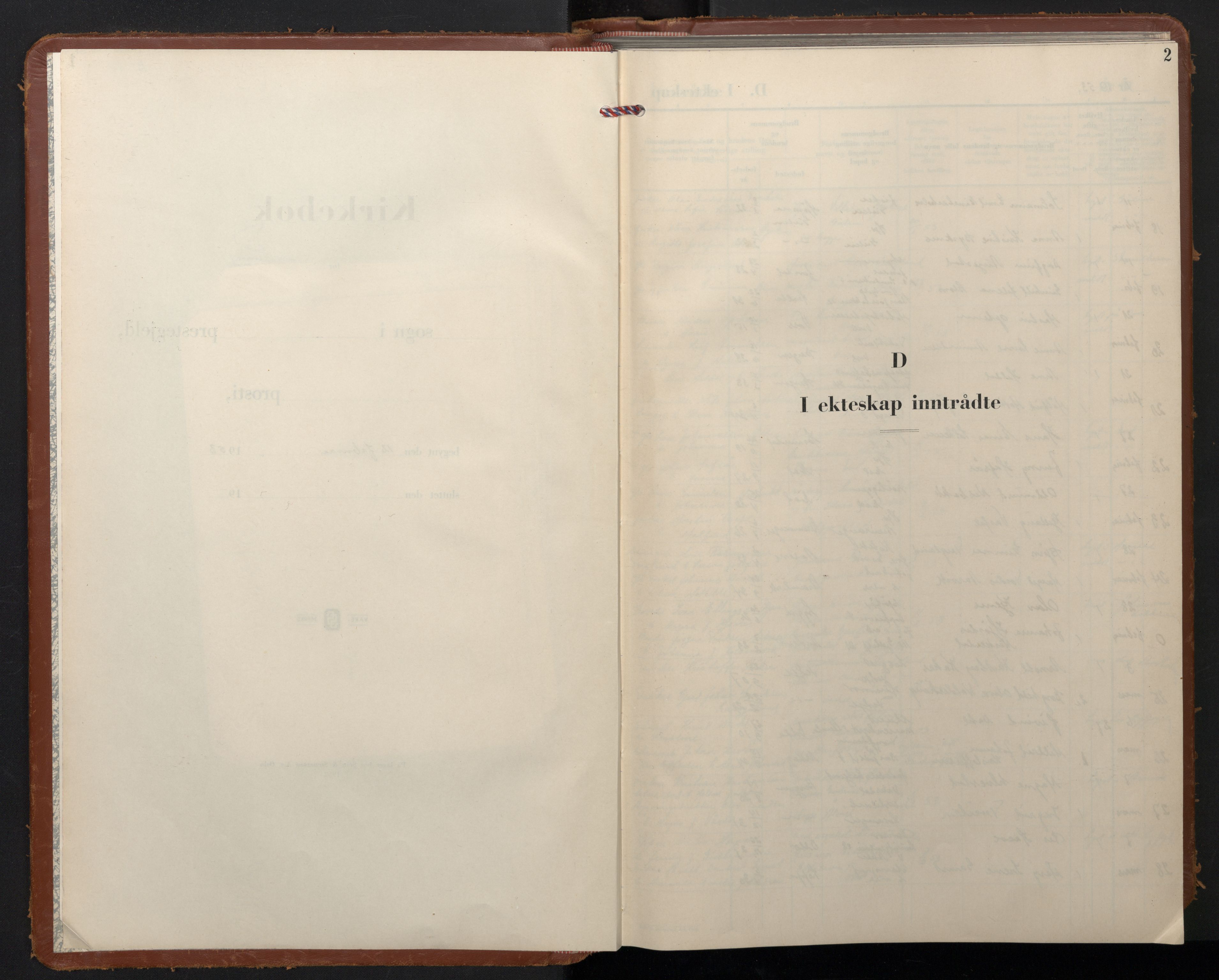 Domkirken sokneprestembete, SAB/A-74801/H/Hab/L0036: Klokkerbok nr. D 8, 1953-1965, s. 2