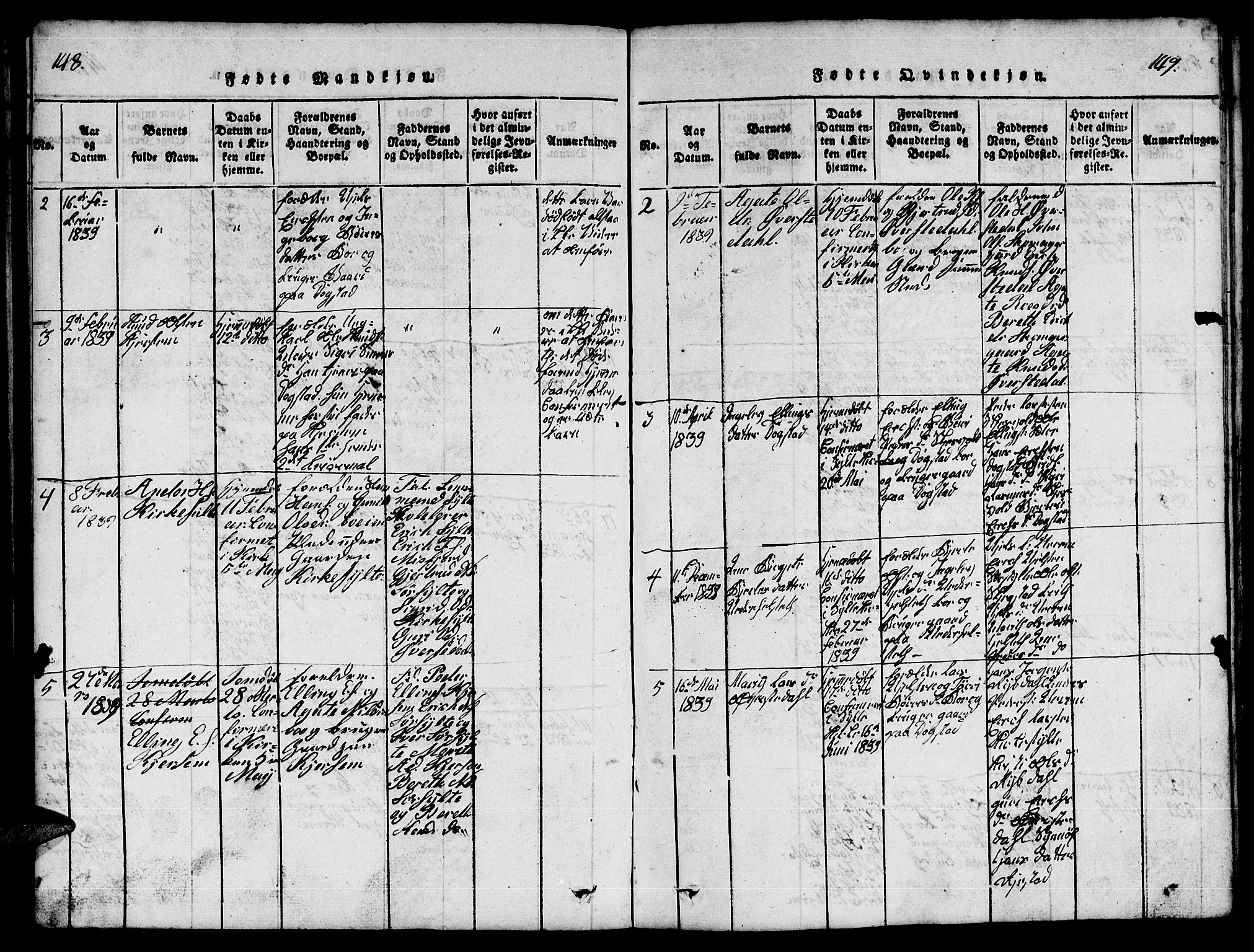 Ministerialprotokoller, klokkerbøker og fødselsregistre - Møre og Romsdal, SAT/A-1454/541/L0546: Klokkerbok nr. 541C01, 1818-1856, s. 148-149