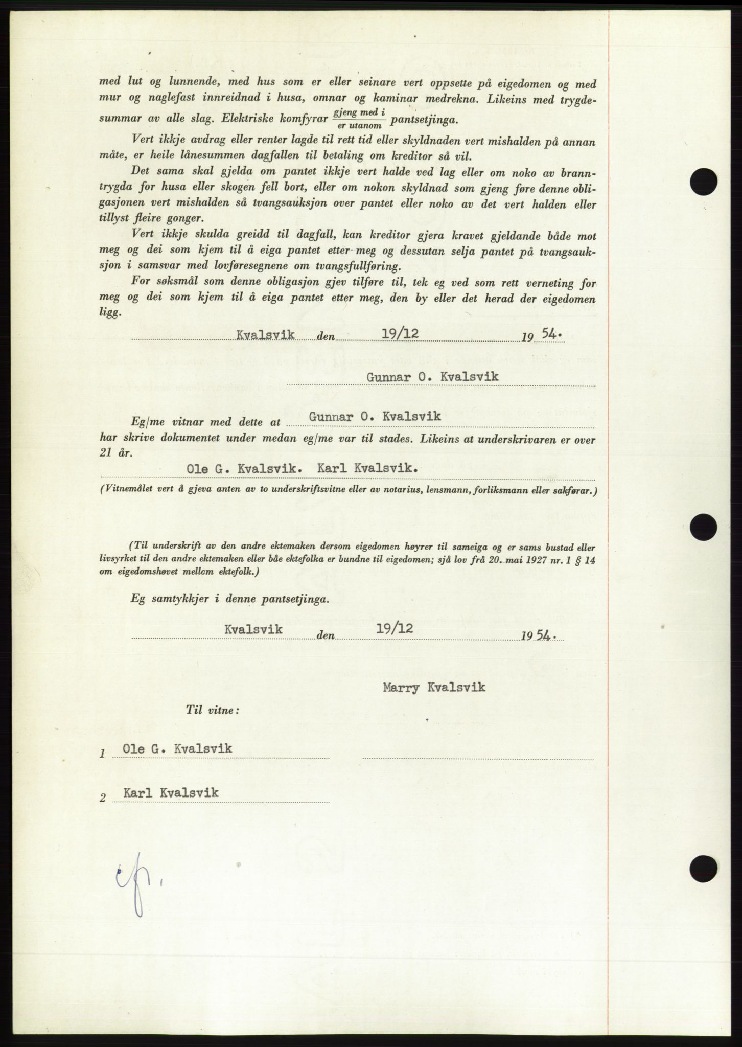 Søre Sunnmøre sorenskriveri, AV/SAT-A-4122/1/2/2C/L0124: Pantebok nr. 12B, 1953-1954, Dagboknr: 508/1954