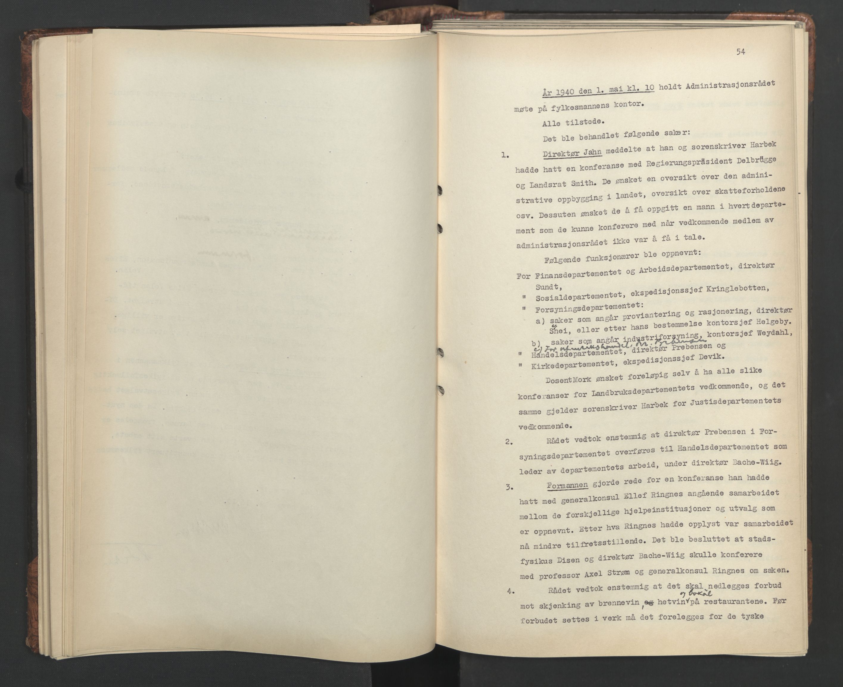 Administrasjonsrådet, AV/RA-S-1004/A/L0001: Møteprotokoll med tillegg 15/4-25/9, 1940, s. 54