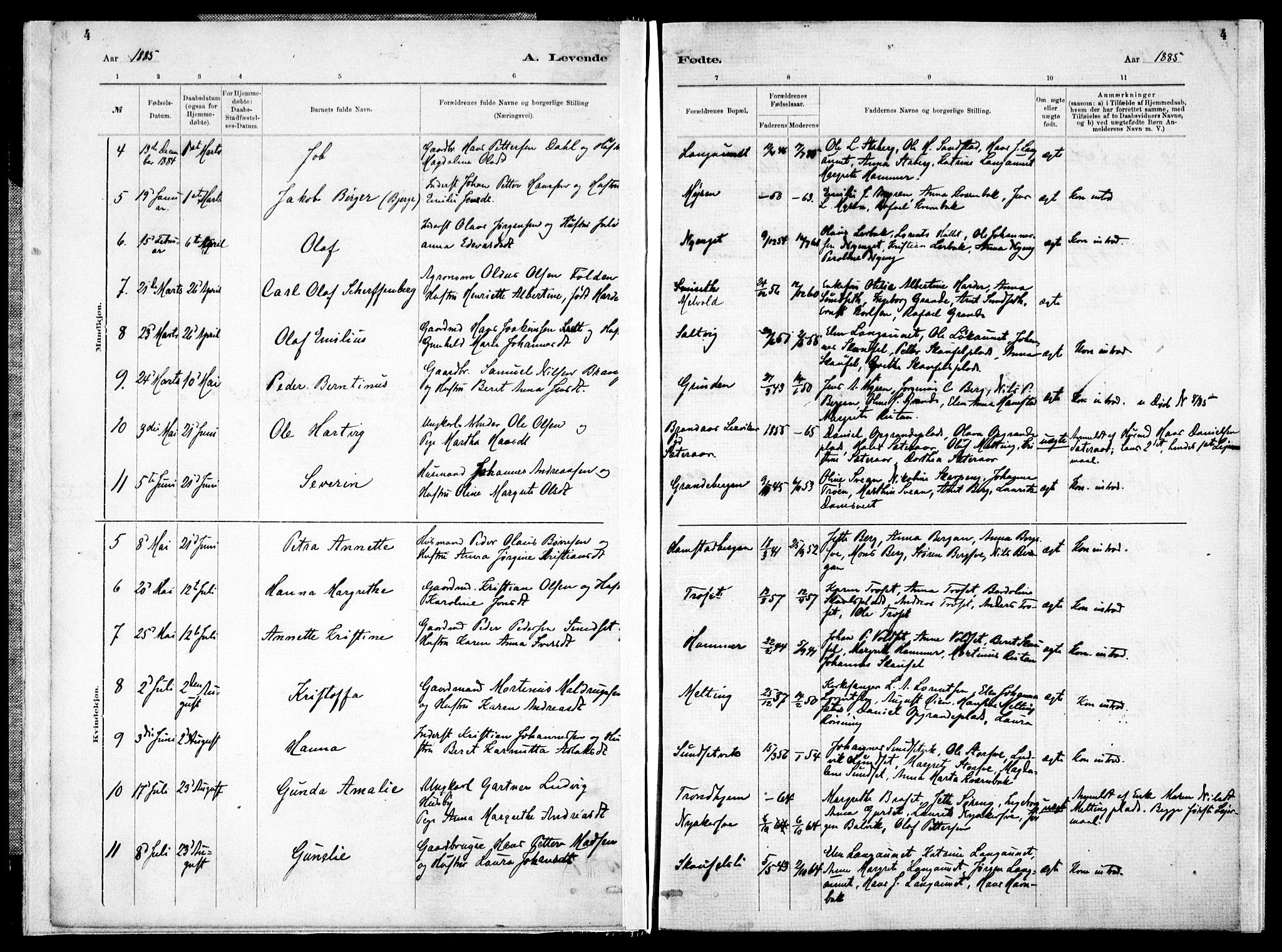 Ministerialprotokoller, klokkerbøker og fødselsregistre - Nord-Trøndelag, AV/SAT-A-1458/733/L0325: Ministerialbok nr. 733A04, 1884-1908, s. 4