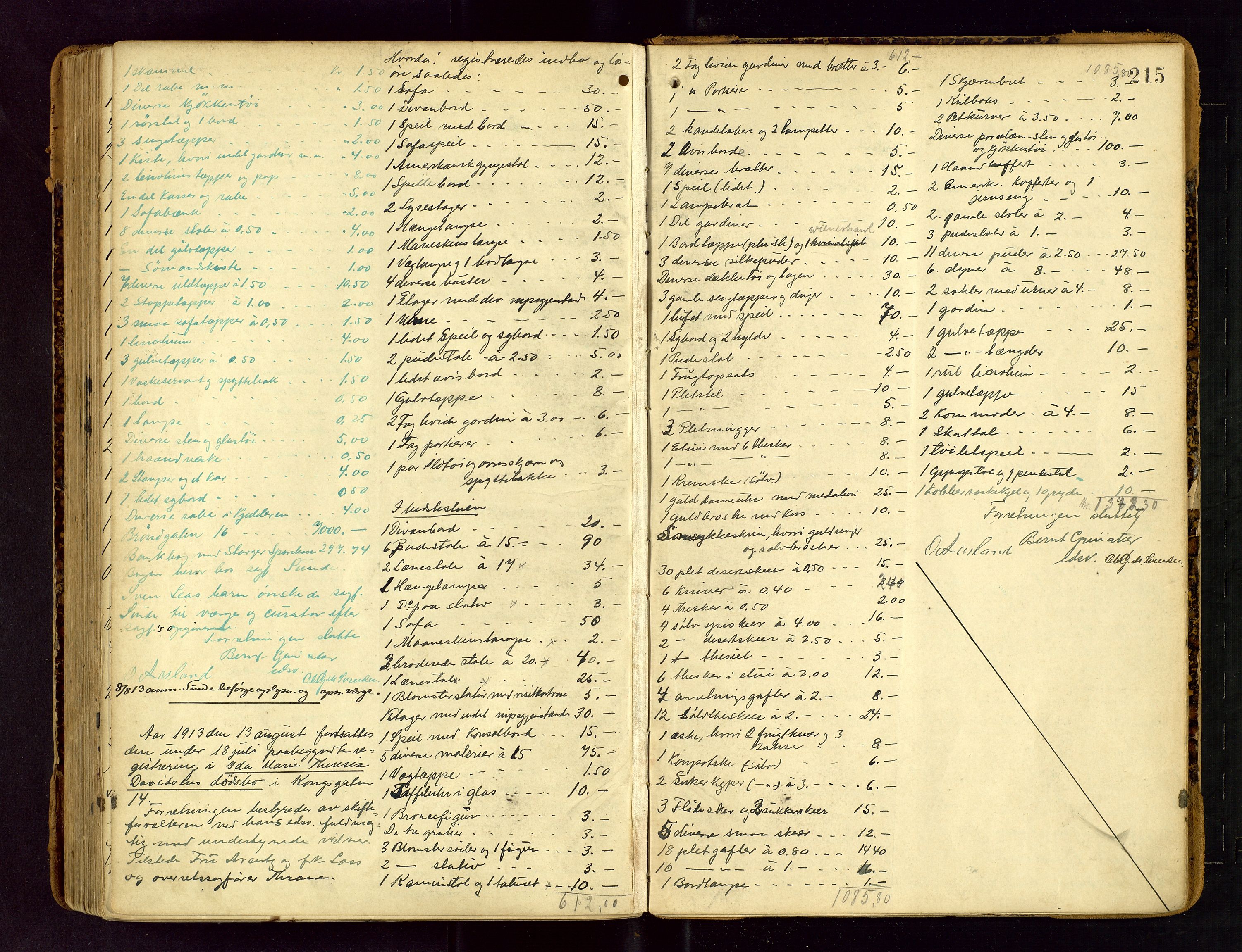Stavanger skifteforvalter, AV/SAST-A-101412/001/5/53/533BA/L0002: Registreringsprotokoll, 1902-1914, s. 215