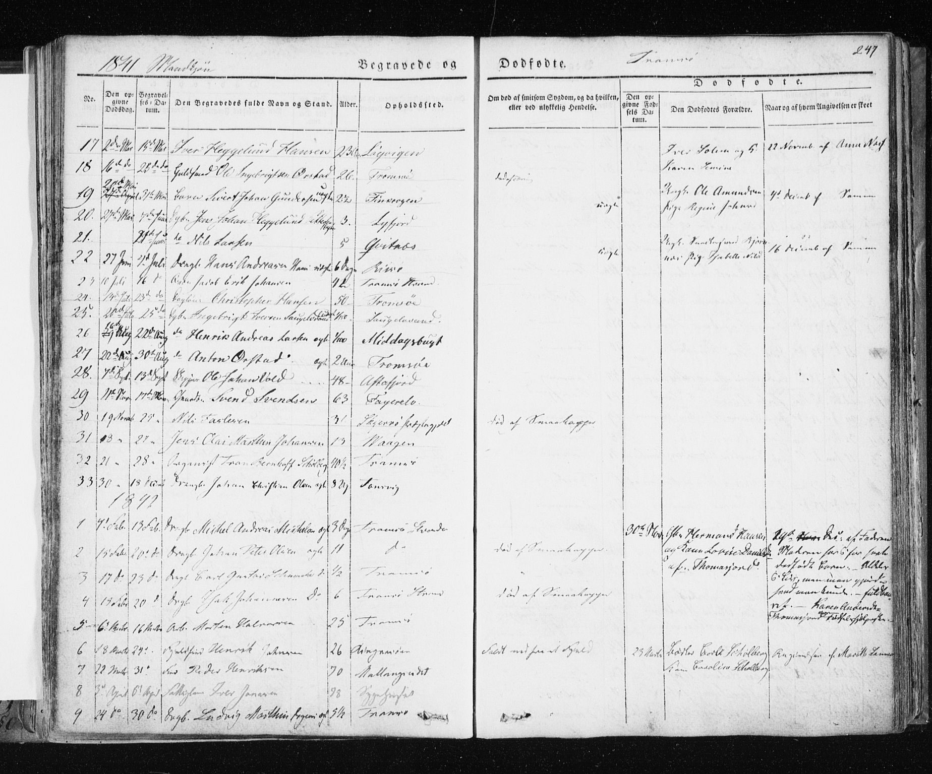 Tromsø sokneprestkontor/stiftsprosti/domprosti, AV/SATØ-S-1343/G/Ga/L0009kirke: Ministerialbok nr. 9, 1837-1847, s. 247