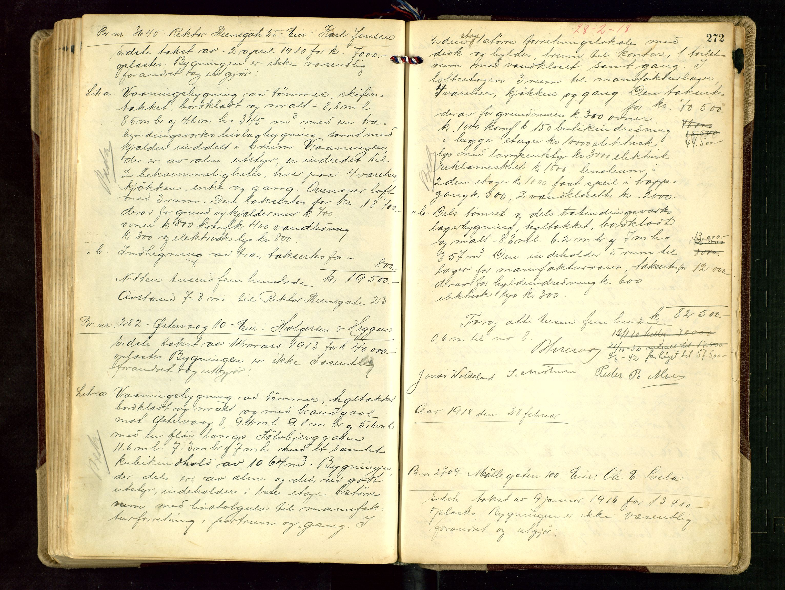 Norges Brannkasse Stavanger, AV/SAST-A-102143/F/Fd/L0015: Branntaksprotokoll nr. 26, 1916-1918, s. 272