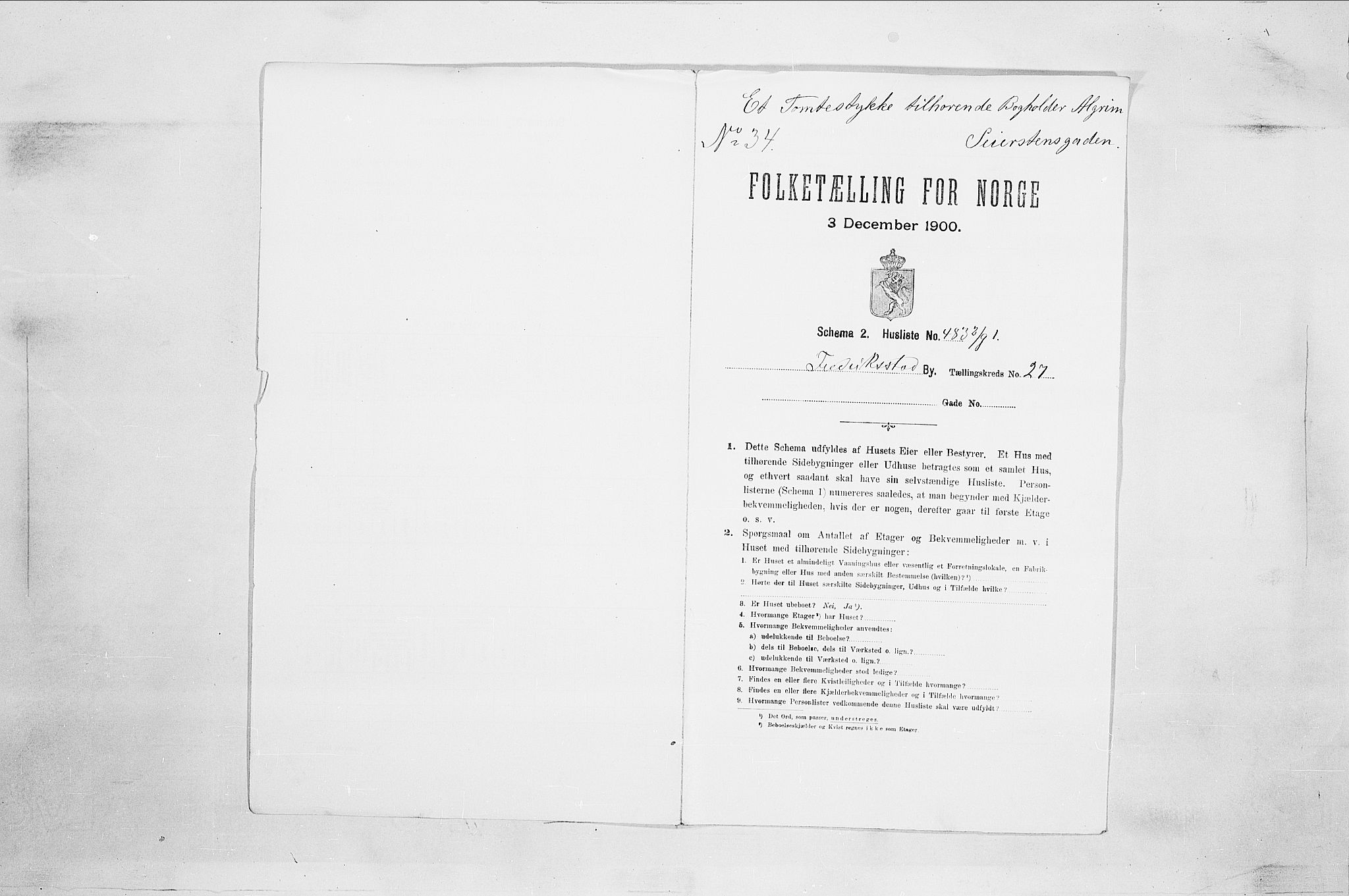 SAO, Folketelling 1900 for 0103 Fredrikstad kjøpstad, 1900