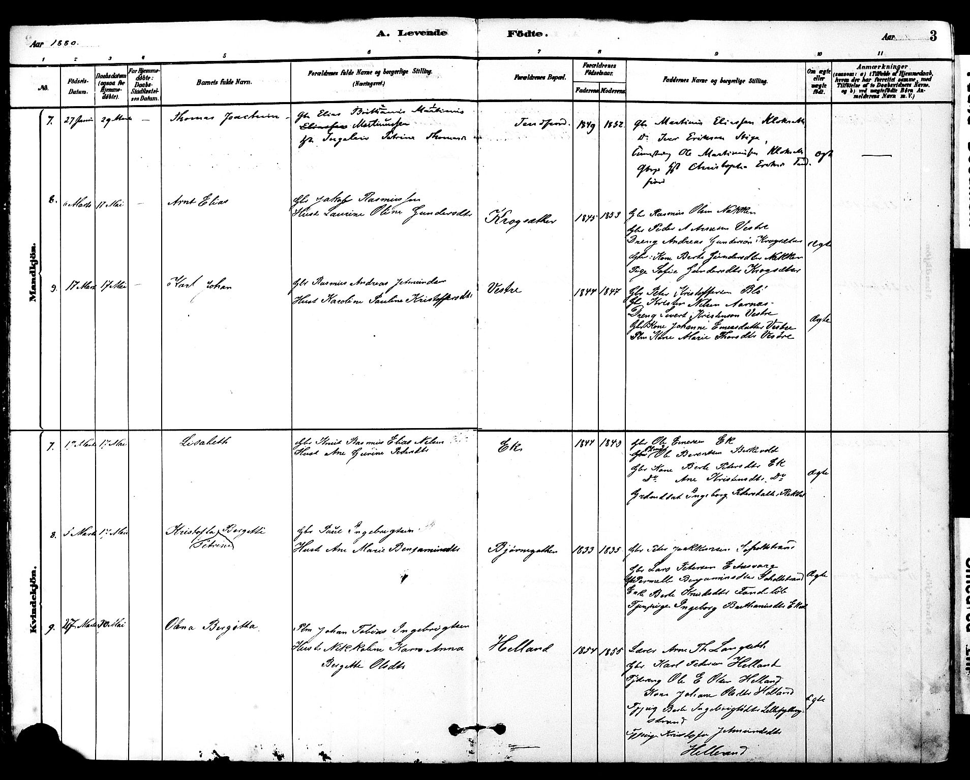 Ministerialprotokoller, klokkerbøker og fødselsregistre - Møre og Romsdal, SAT/A-1454/525/L0374: Ministerialbok nr. 525A04, 1880-1899, s. 3