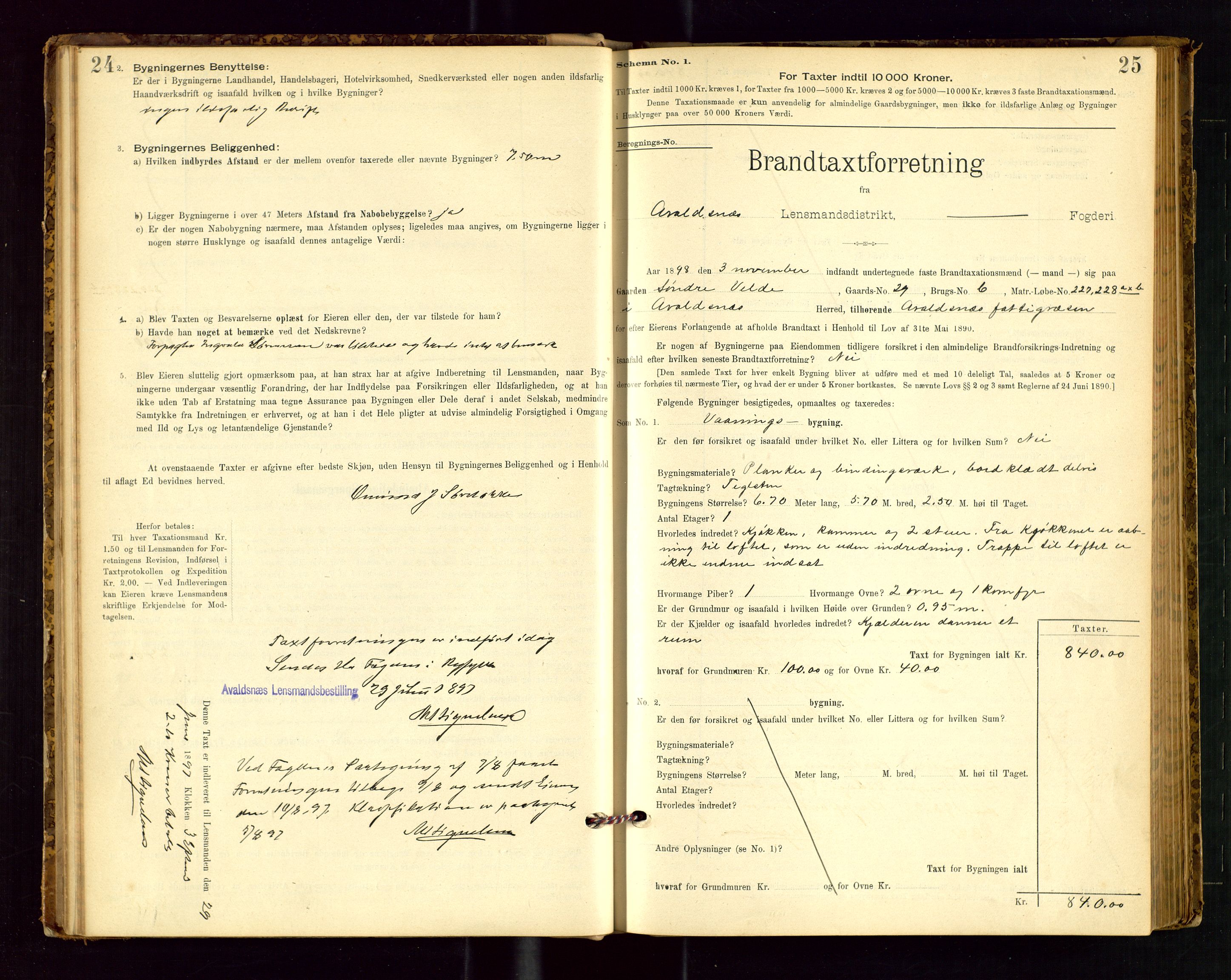 Avaldsnes lensmannskontor, AV/SAST-A-100286/Gob/L0001: "Brandtaxationsprotokol for Avaldsnes Lensmandsdistrikt Ryfylke Fogderi", 1894-1925, s. 24-25