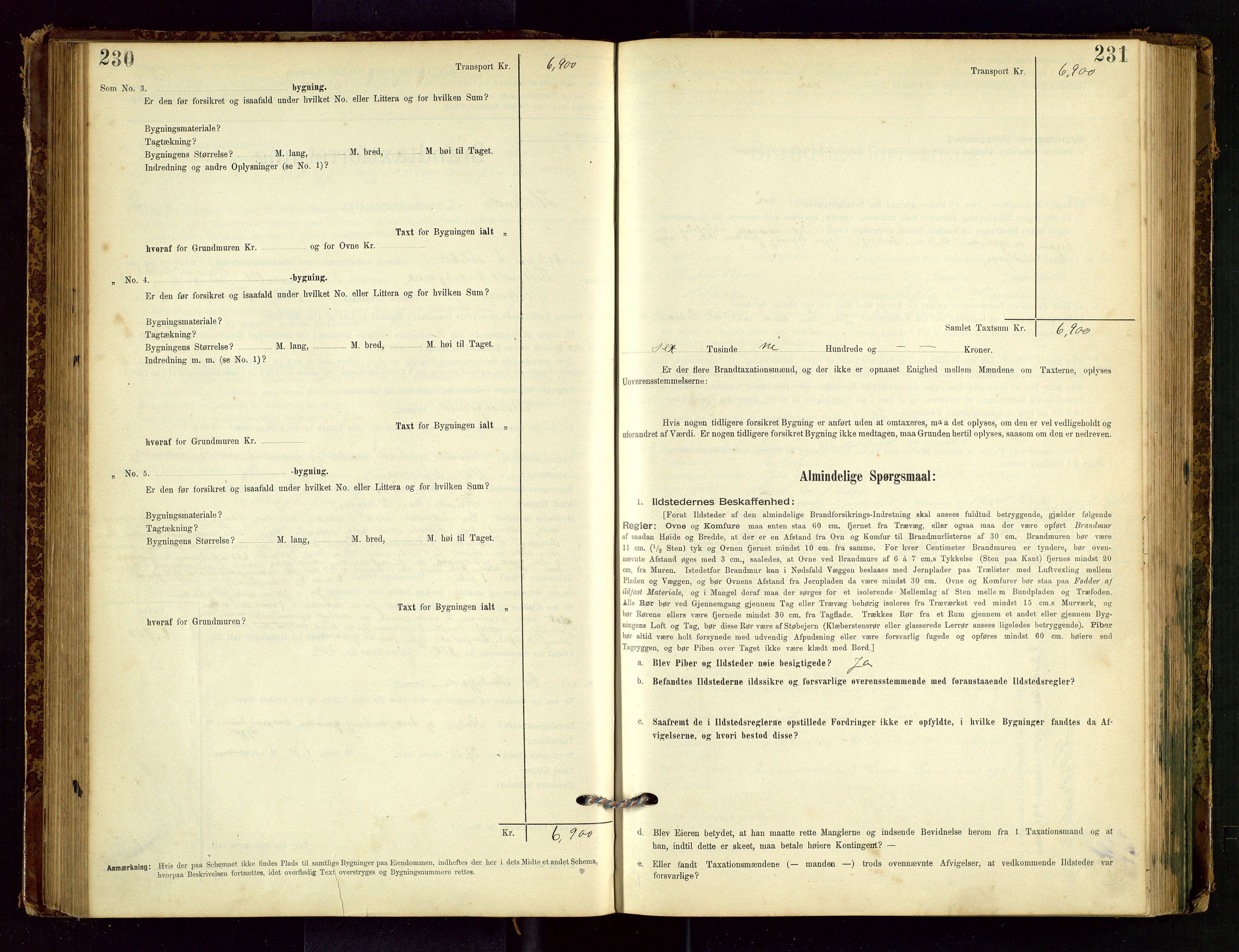 Hetland lensmannskontor, AV/SAST-A-100101/Gob/L0001: "Brandtaxationsprotokol", 1895-1918, s. 230-231