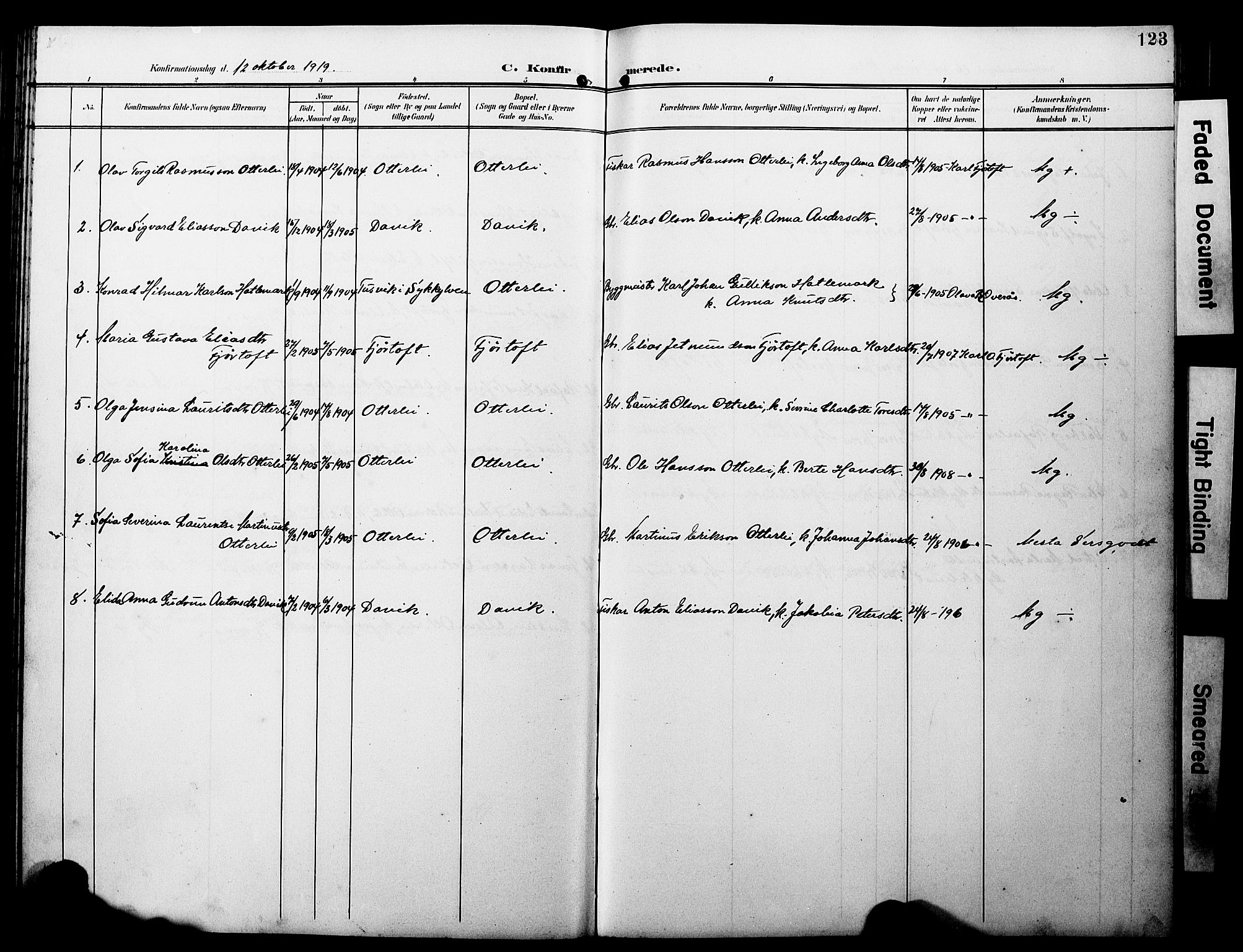 Ministerialprotokoller, klokkerbøker og fødselsregistre - Møre og Romsdal, SAT/A-1454/538/L0524: Klokkerbok nr. 538C02, 1901-1931, s. 123