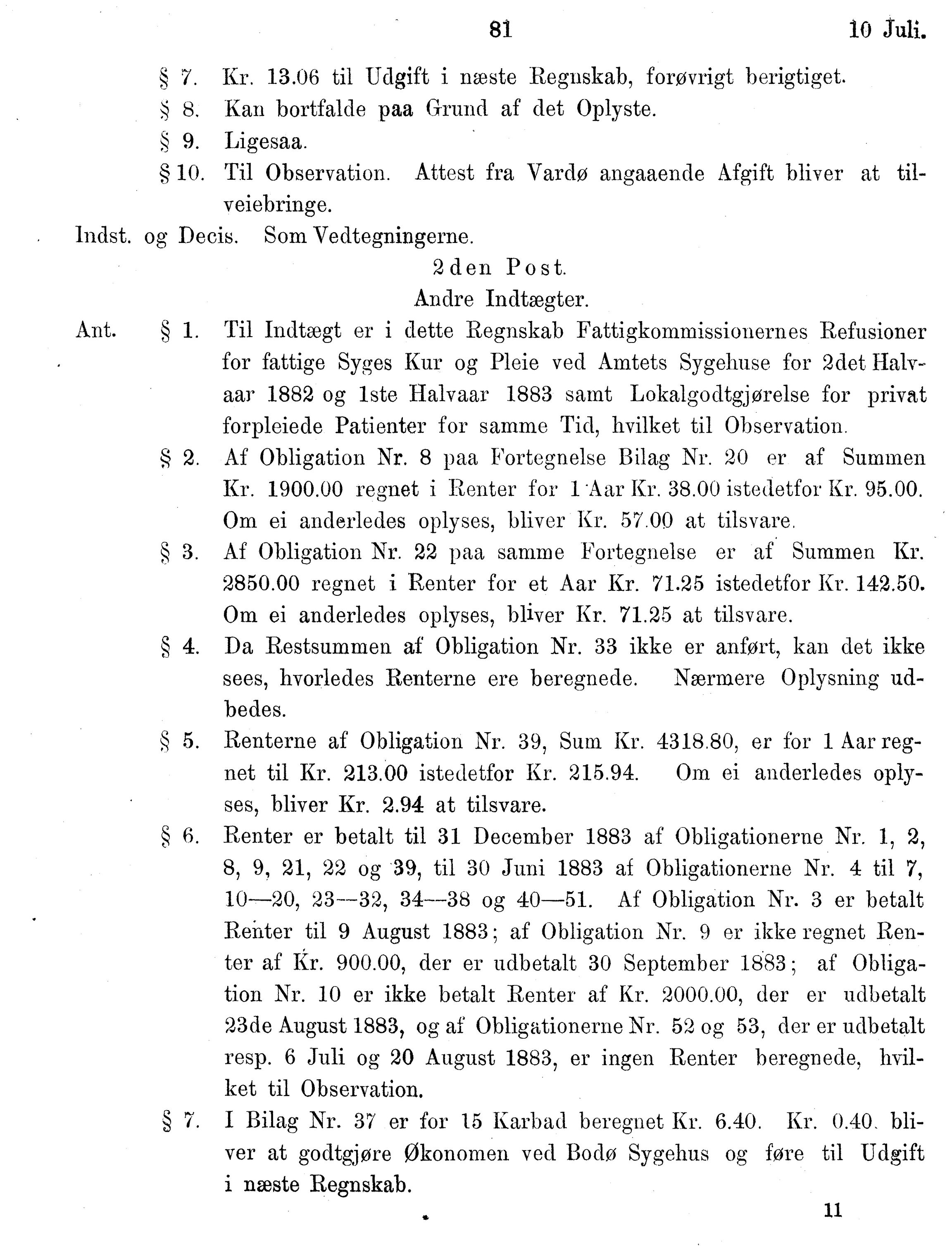 Nordland Fylkeskommune. Fylkestinget, AIN/NFK-17/176/A/Ac/L0014: Fylkestingsforhandlinger 1881-1885, 1881-1885