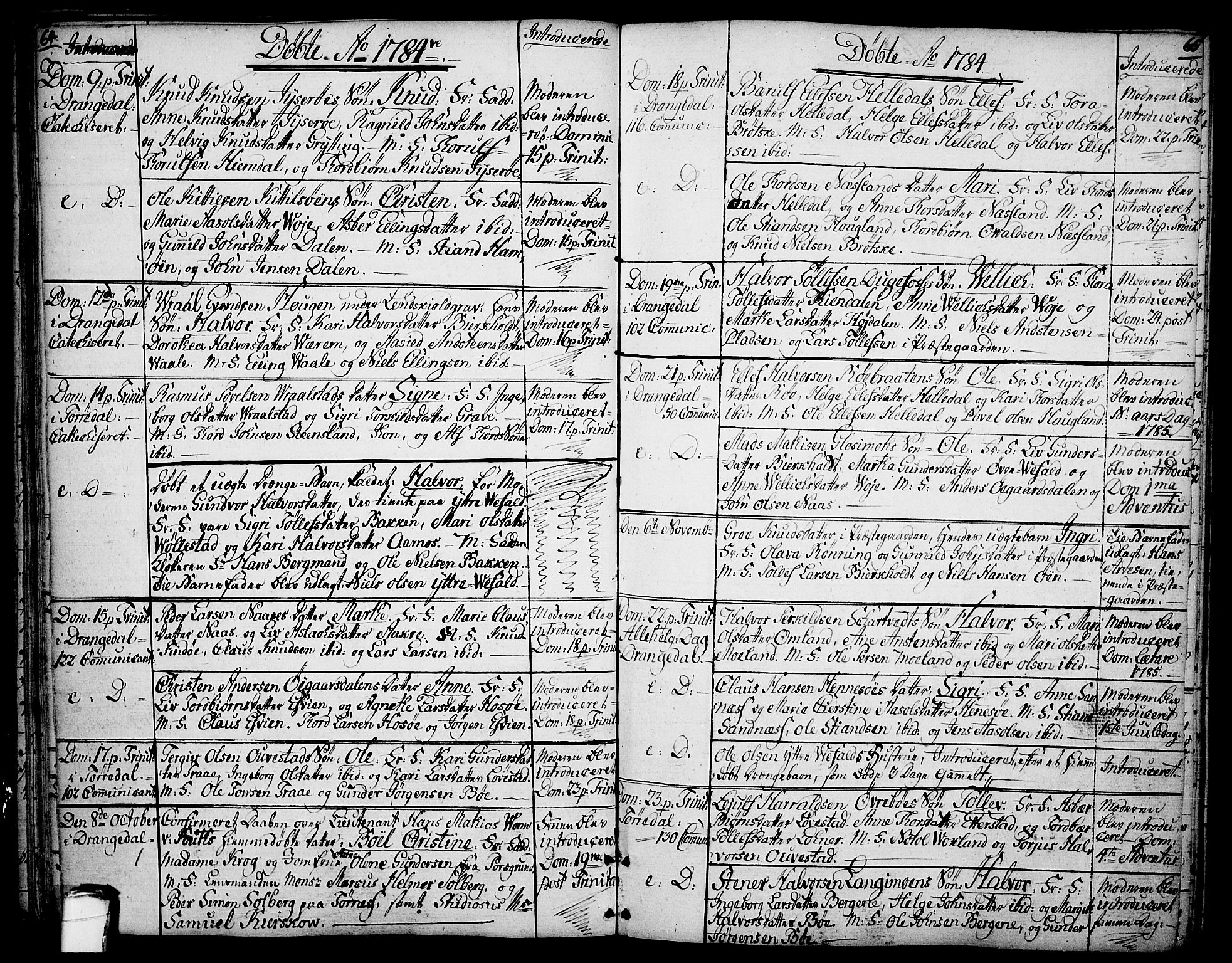 Drangedal kirkebøker, AV/SAKO-A-258/F/Fa/L0003: Ministerialbok nr. 3, 1768-1814, s. 64-65