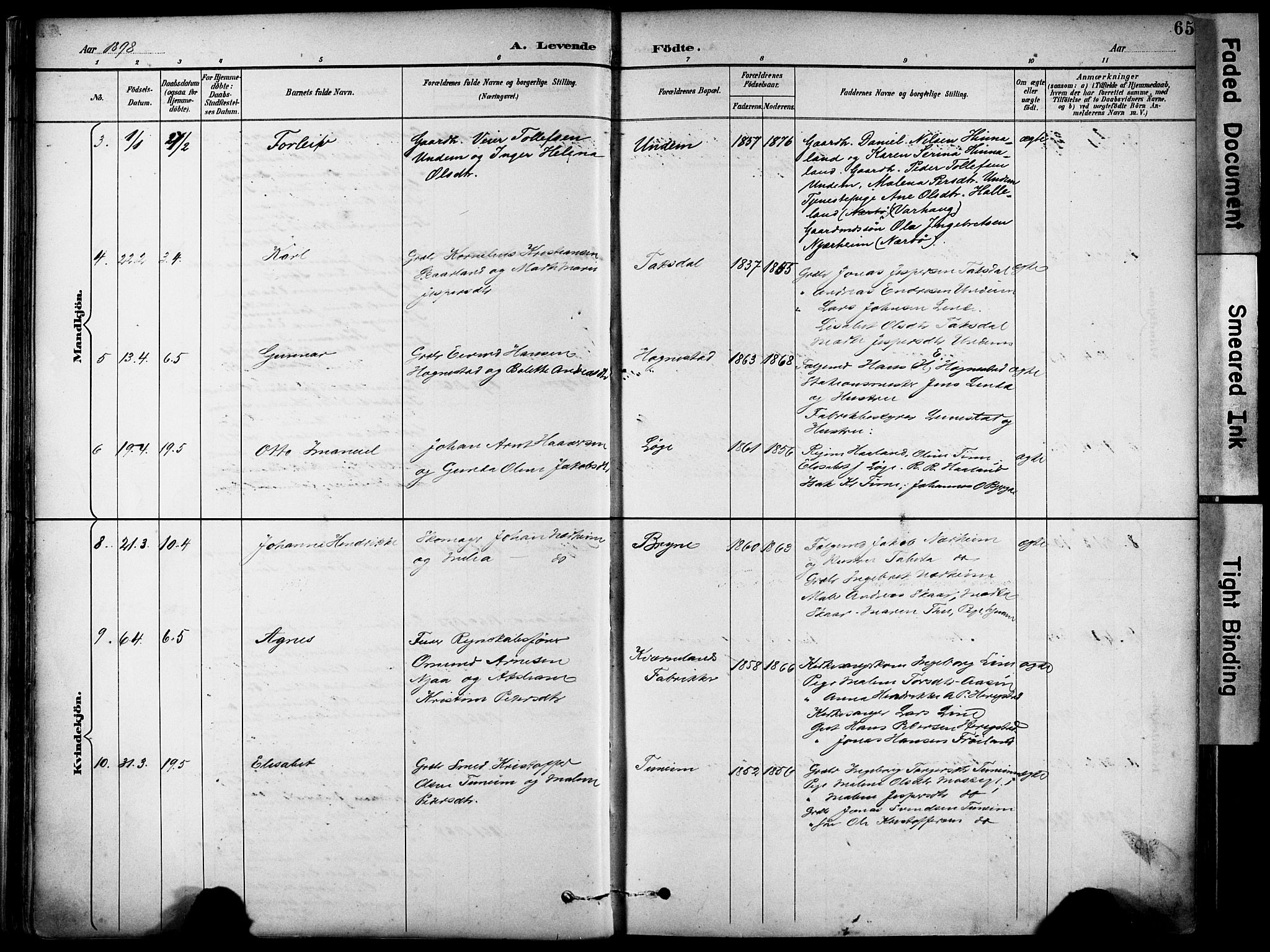 Lye sokneprestkontor, AV/SAST-A-101794/001/30BA/L0011: Ministerialbok nr. A 9, 1893-1903, s. 65