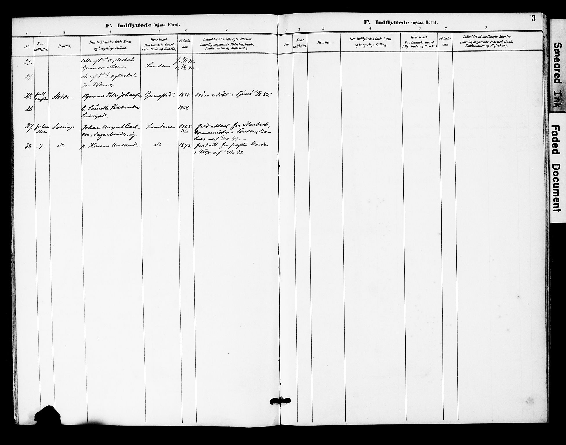 Tjøme kirkebøker, AV/SAKO-A-328/F/Fa/L0004: Ministerialbok nr. I 4, 1891-1900, s. 3