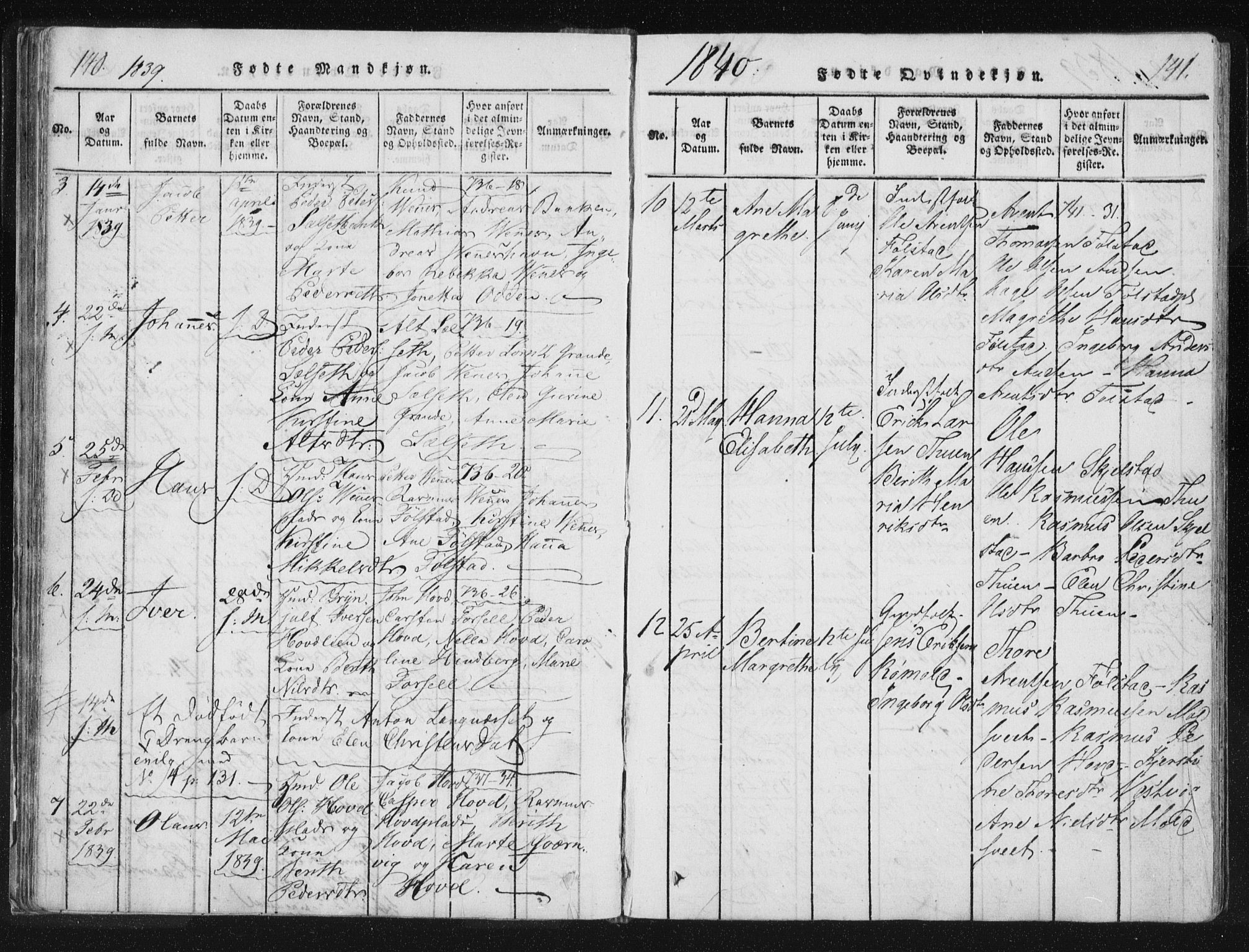 Ministerialprotokoller, klokkerbøker og fødselsregistre - Nord-Trøndelag, AV/SAT-A-1458/744/L0417: Ministerialbok nr. 744A01, 1817-1842, s. 140-141