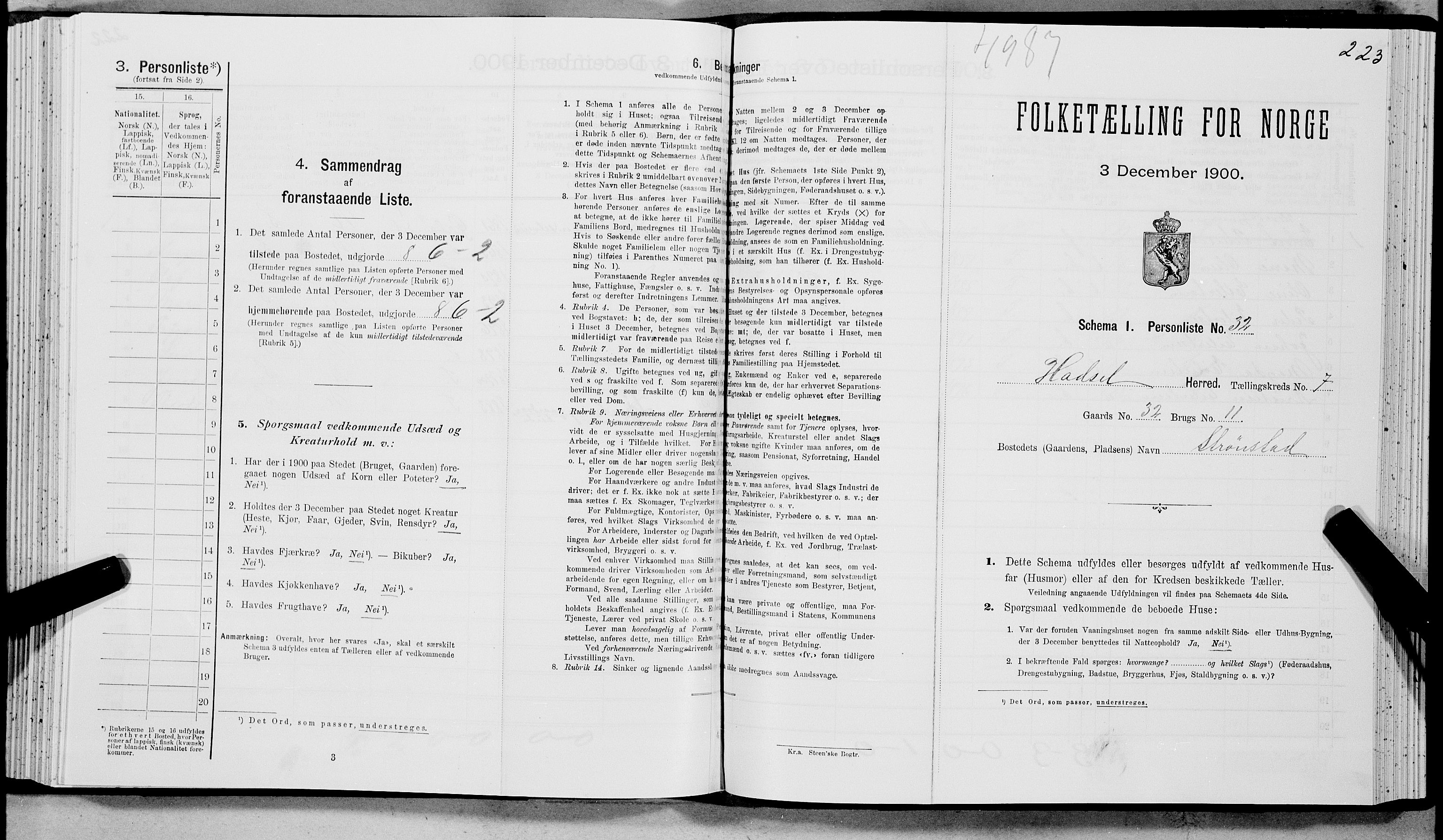 SAT, Folketelling 1900 for 1866 Hadsel herred, 1900, s. 688
