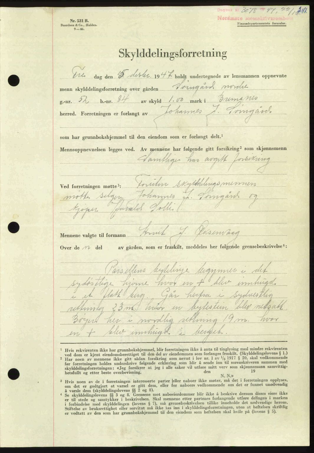 Nordmøre sorenskriveri, AV/SAT-A-4132/1/2/2Ca: Pantebok nr. A107, 1947-1948, Dagboknr: 3078/1947