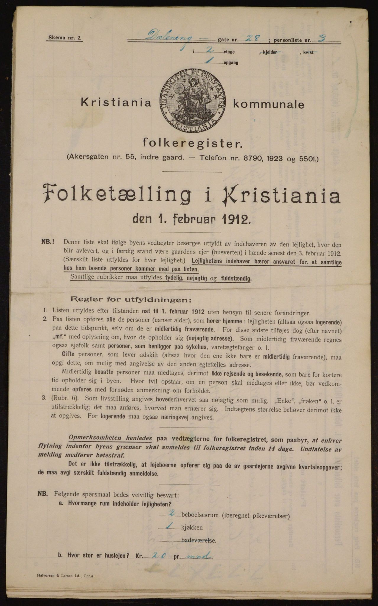 OBA, Kommunal folketelling 1.2.1912 for Kristiania, 1912, s. 17475