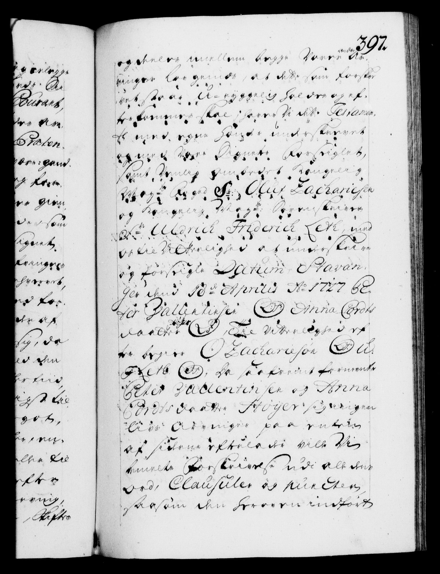 Danske Kanselli 1572-1799, RA/EA-3023/F/Fc/Fca/Fcaa/L0025: Norske registre, 1726-1728, s. 397a