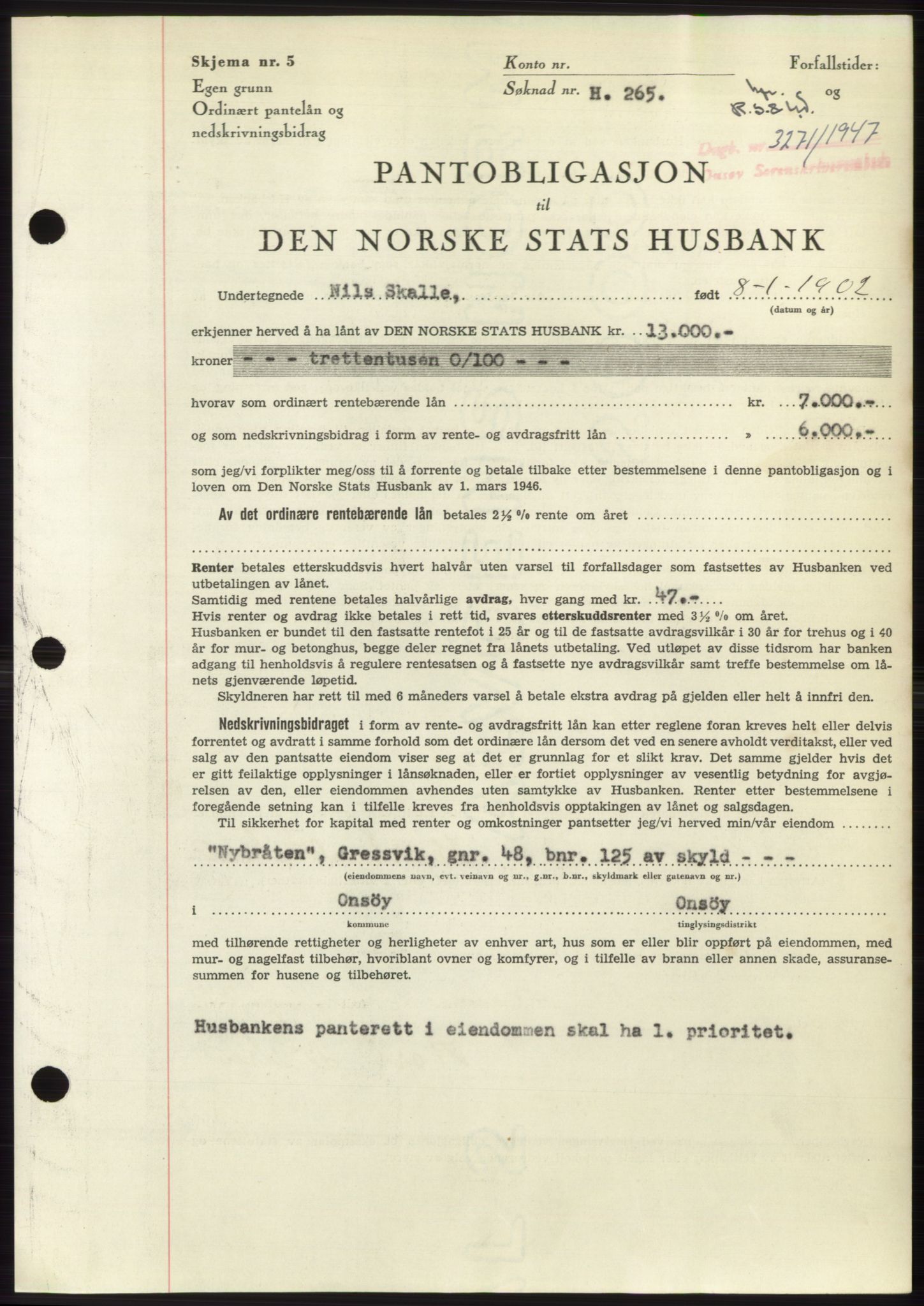 Onsøy sorenskriveri, SAO/A-10474/G/Ga/Gac/L0006: Pantebok nr. B 12-6, 1947-1948, Dagboknr: 3271/1947