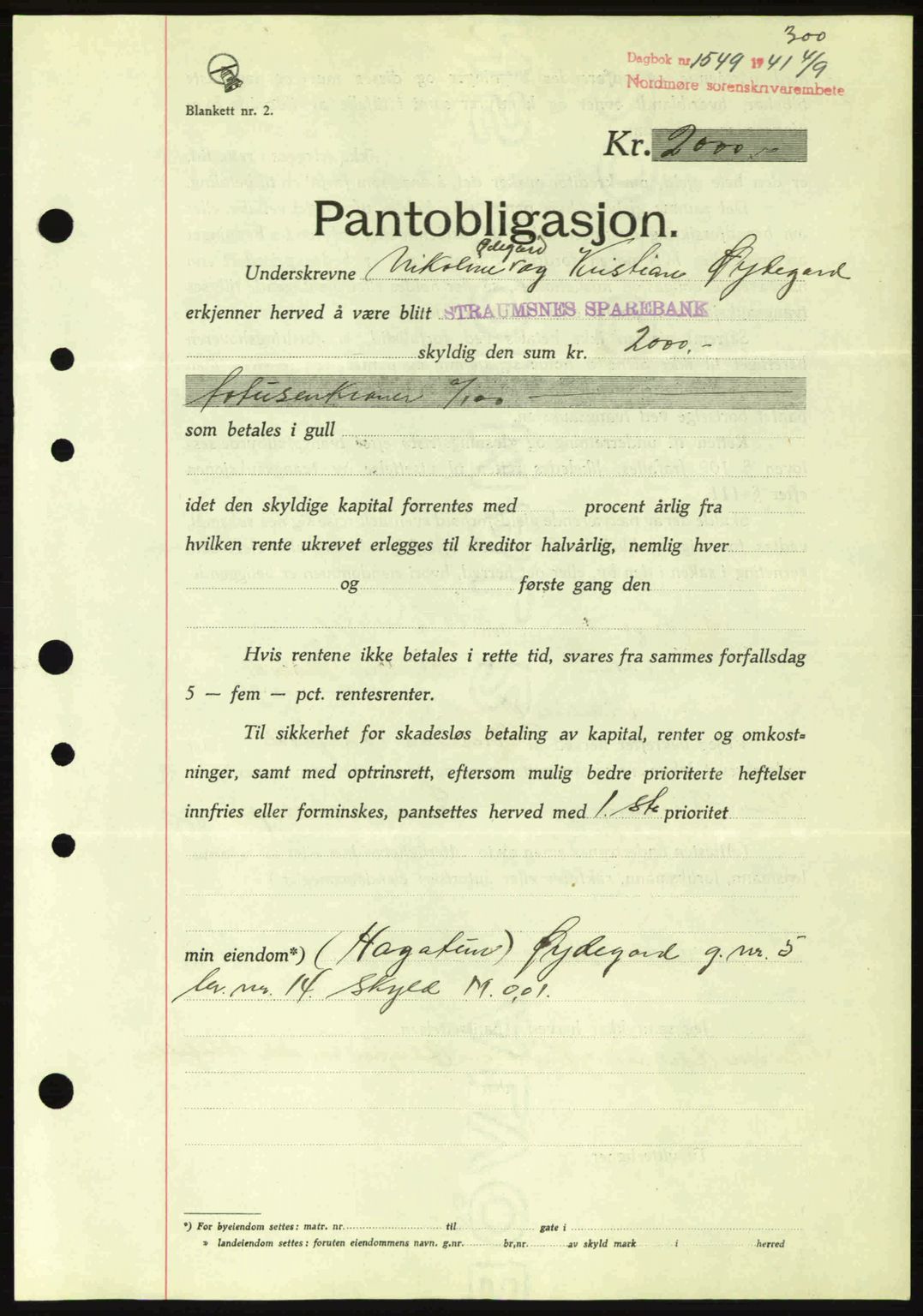 Nordmøre sorenskriveri, SAT/A-4132/1/2/2Ca: Pantebok nr. B88, 1941-1942, Dagboknr: 1549/1941