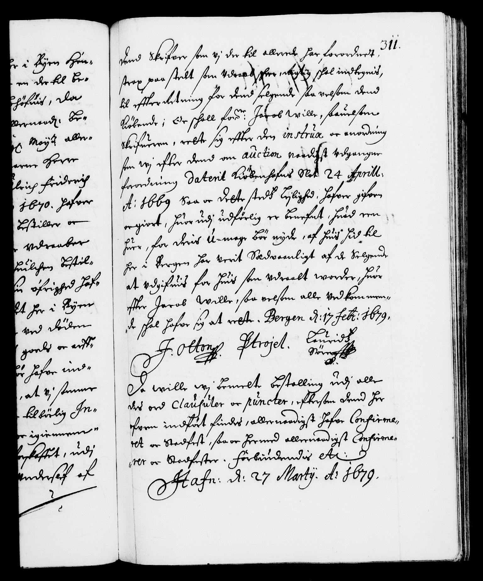 Danske Kanselli 1572-1799, AV/RA-EA-3023/F/Fc/Fca/Fcaa/L0012: Norske registre (mikrofilm), 1674-1680, s. 311a