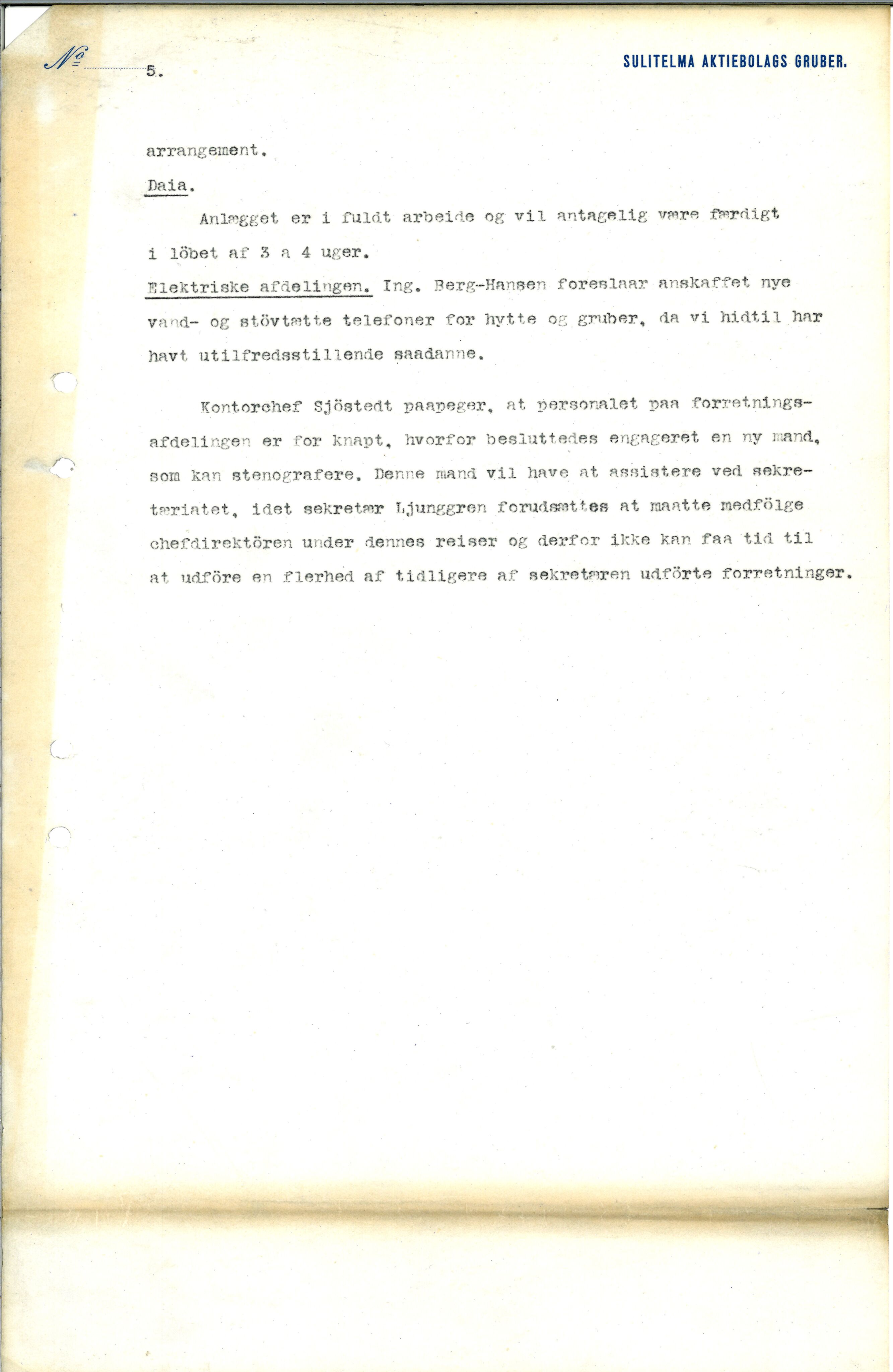 A/S Sulitjelma Gruber, AIN/NA052/I/Ia/L0001/0002: Konferanseprotokoller / Konferanseprotokoller, 1906