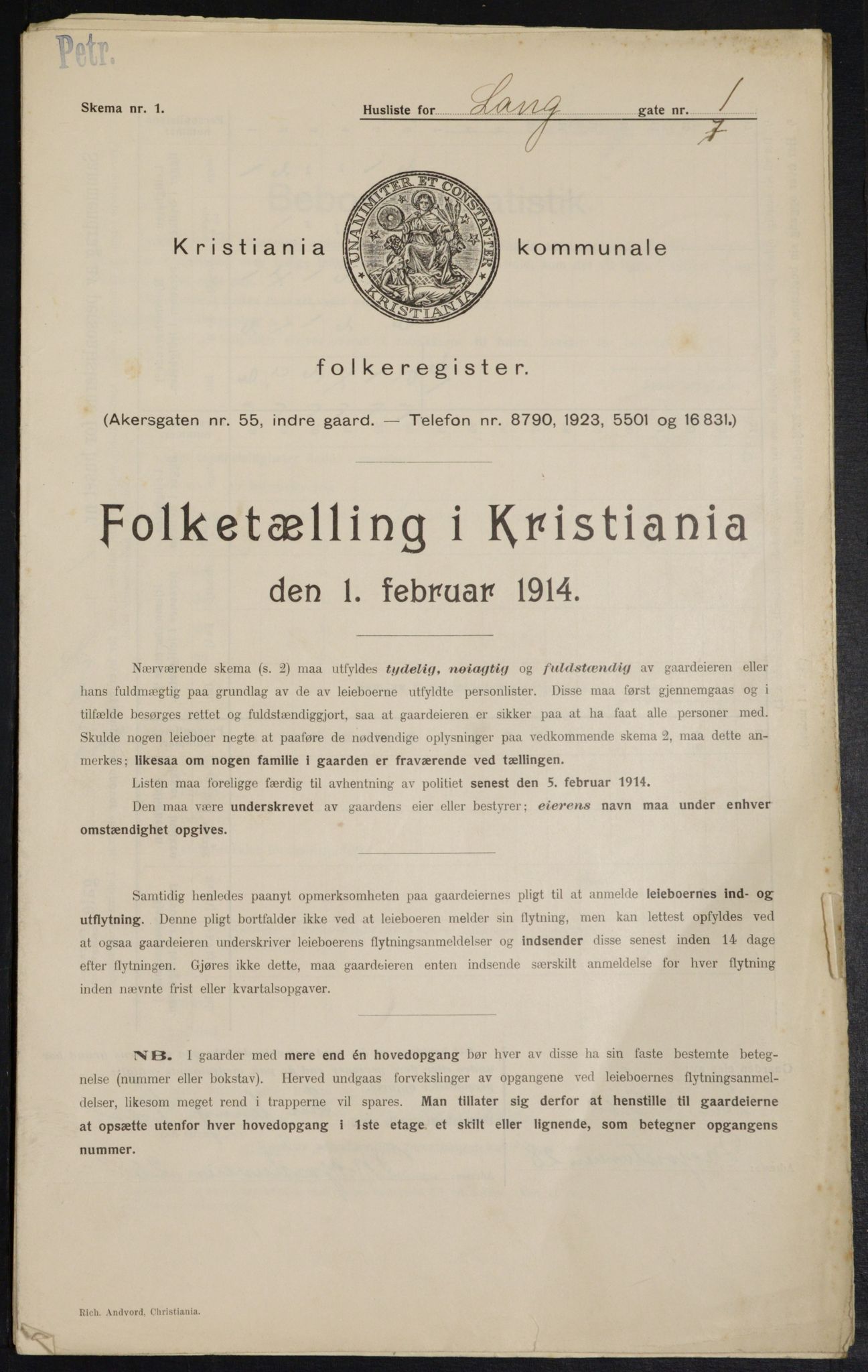 OBA, Kommunal folketelling 1.2.1914 for Kristiania, 1914, s. 56348