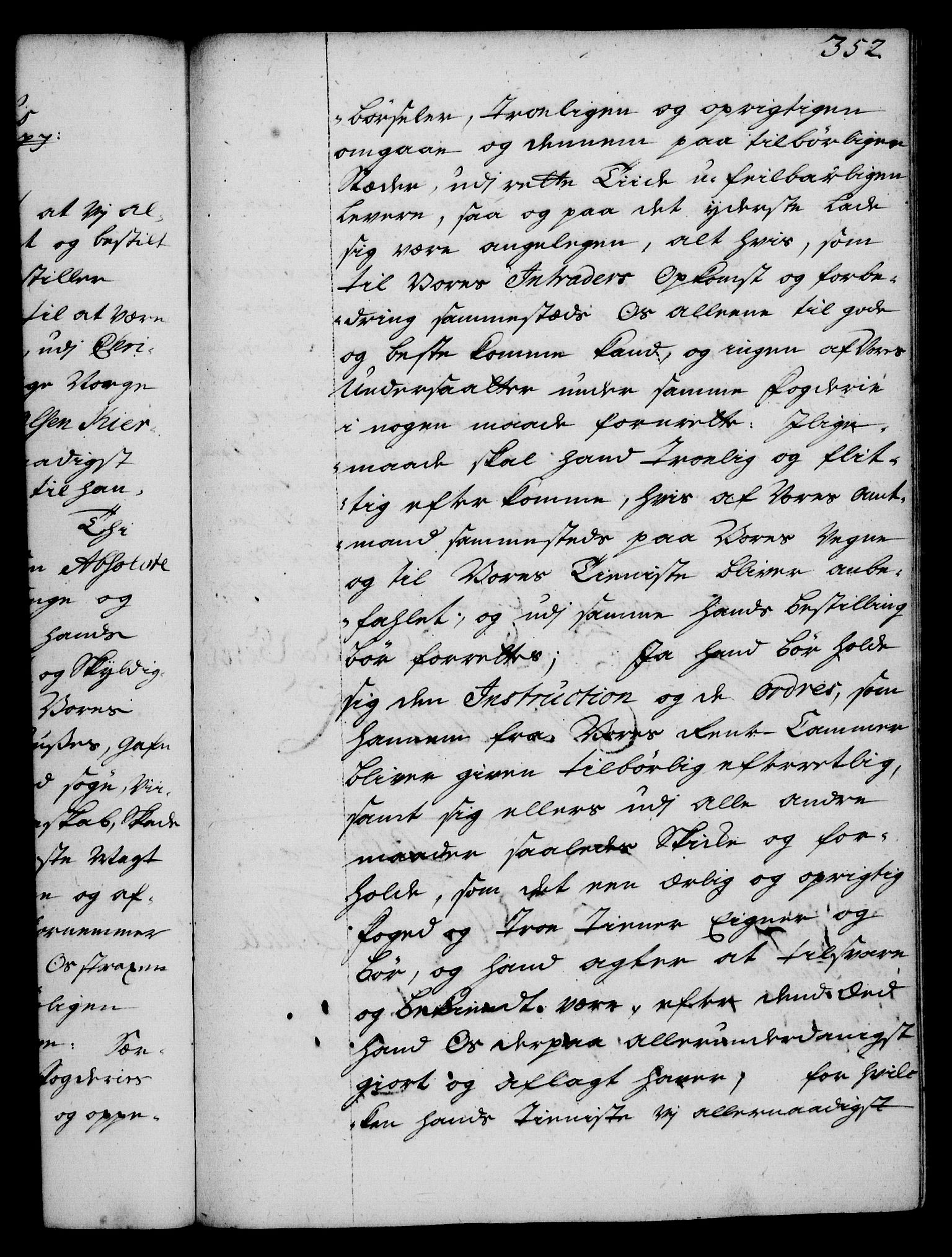 Rentekammeret, Kammerkanselliet, RA/EA-3111/G/Gg/Gge/L0002: Norsk bestallingsprotokoll med register (merket RK 53.26), 1730-1744, s. 352