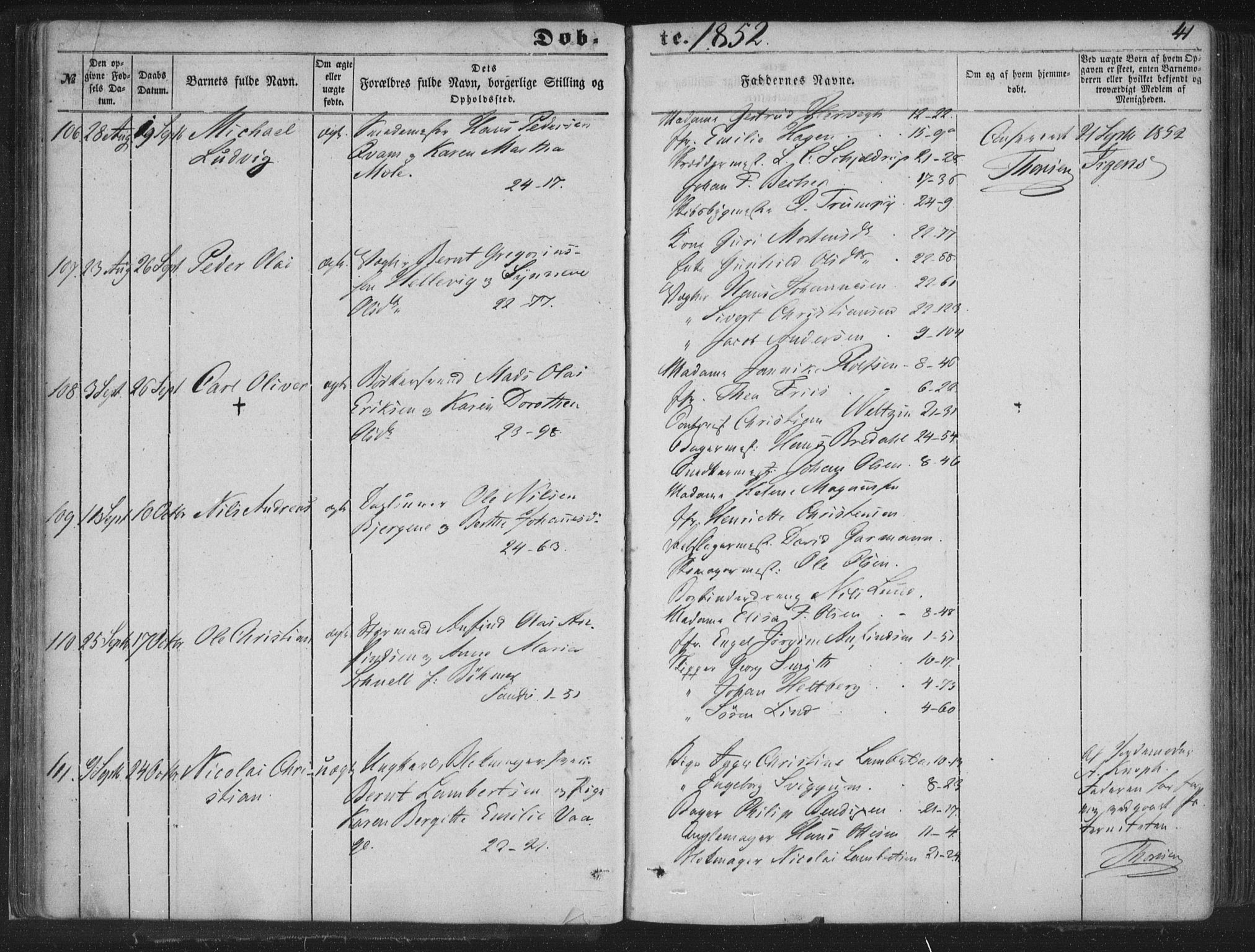 Korskirken sokneprestembete, SAB/A-76101/H/Haa/L0017: Ministerialbok nr. B 3, 1851-1857, s. 41