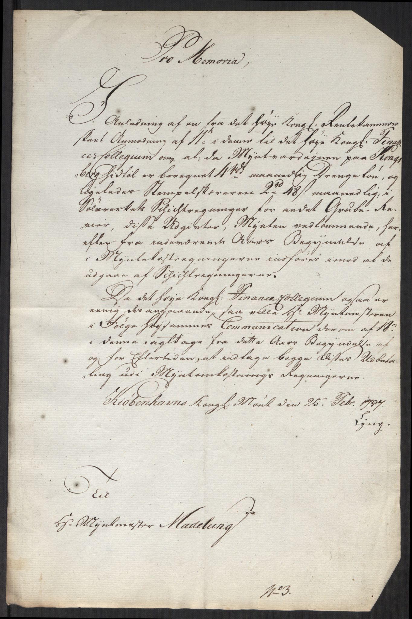 Rentekammeret inntil 1814, Realistisk ordnet avdeling, RA/EA-4070/Oa/L0008: [Y6]: Embetsbrev til myntmesteren på Kongsberg (1797-1806 og 1808-1813), 1797-1813, s. 69