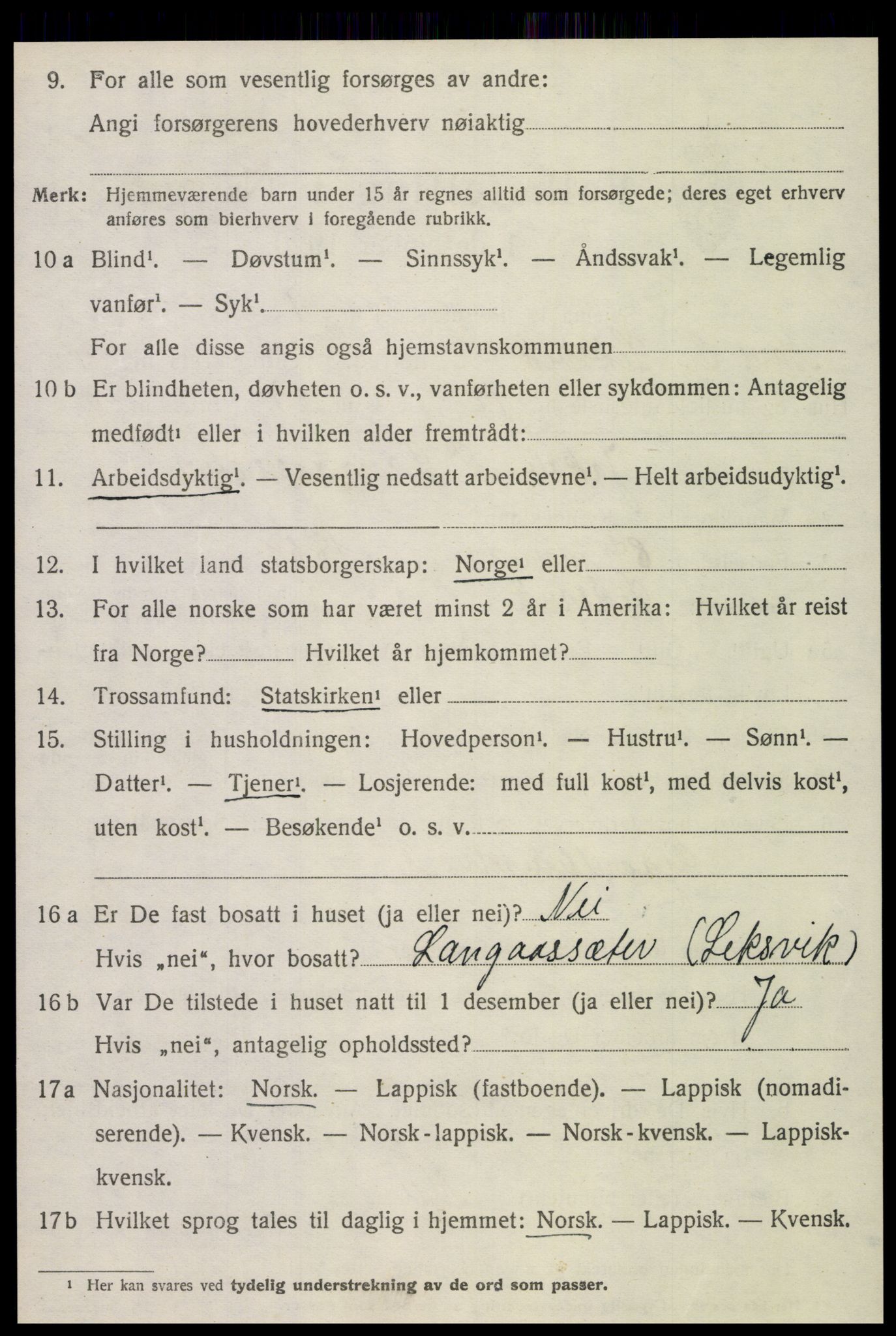 SAT, Folketelling 1920 for 1718 Leksvik herred, 1920, s. 3743