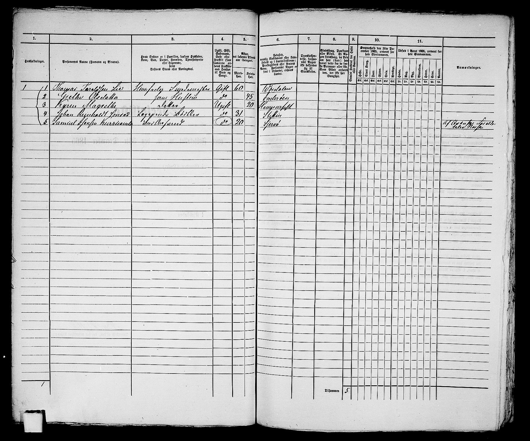 RA, Folketelling 1865 for 2001B Hammerfest prestegjeld, Hammerfest kjøpstad, 1865, s. 186